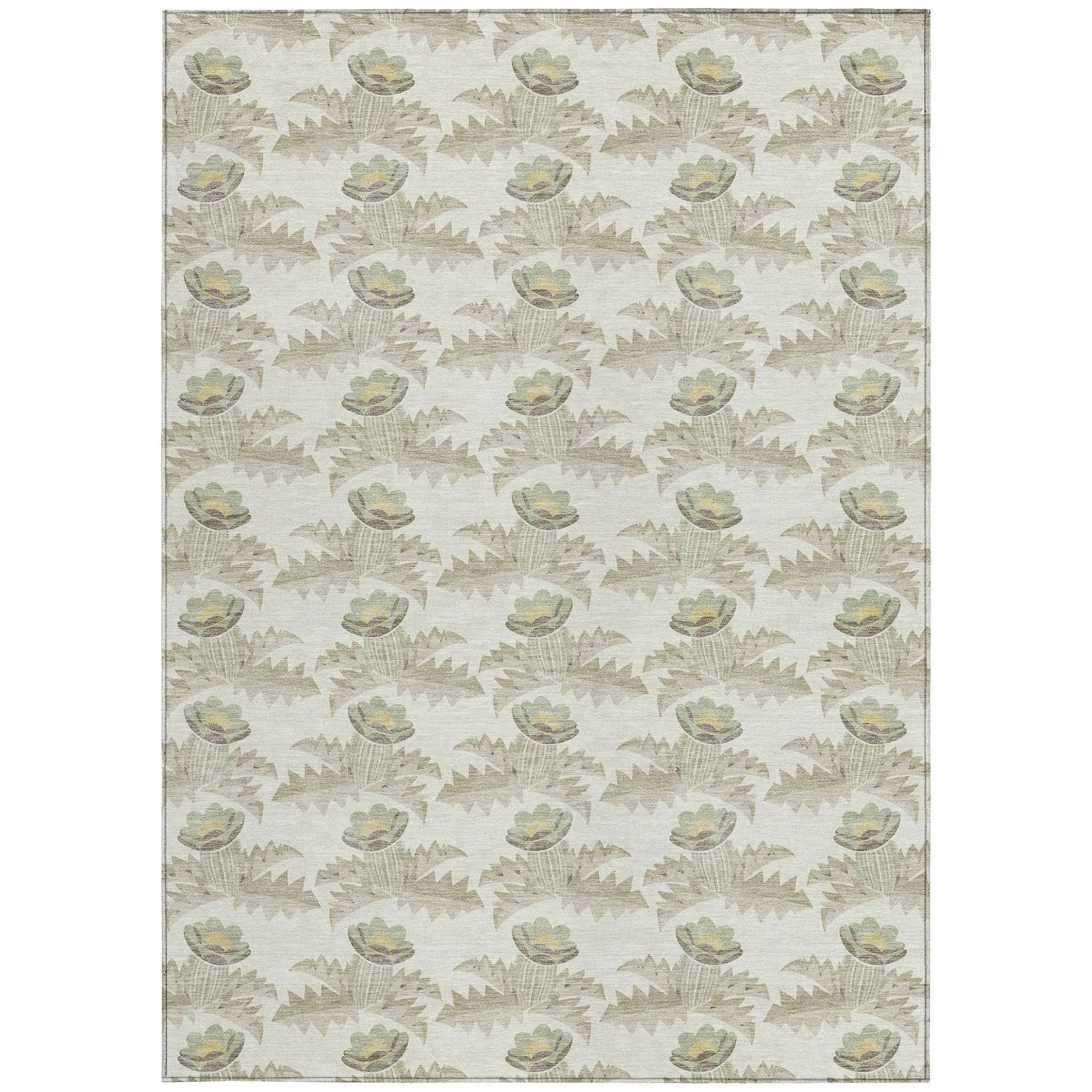 3' X 5' Ivory And Brown Floral Washable Indoor Outdoor Area Rug Homeroots Outdoor