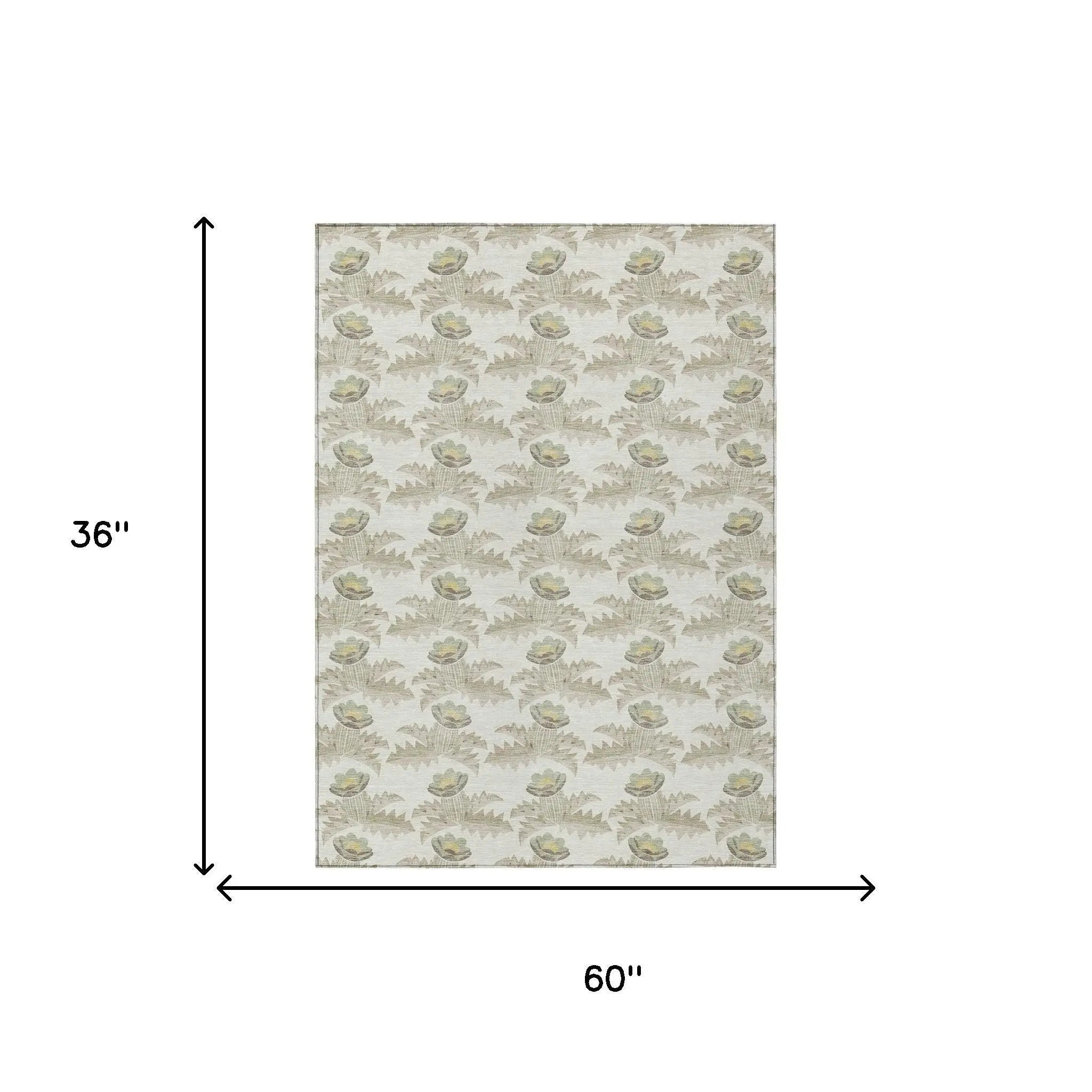 3' X 5' Ivory And Brown Floral Washable Indoor Outdoor Area Rug Homeroots Outdoor