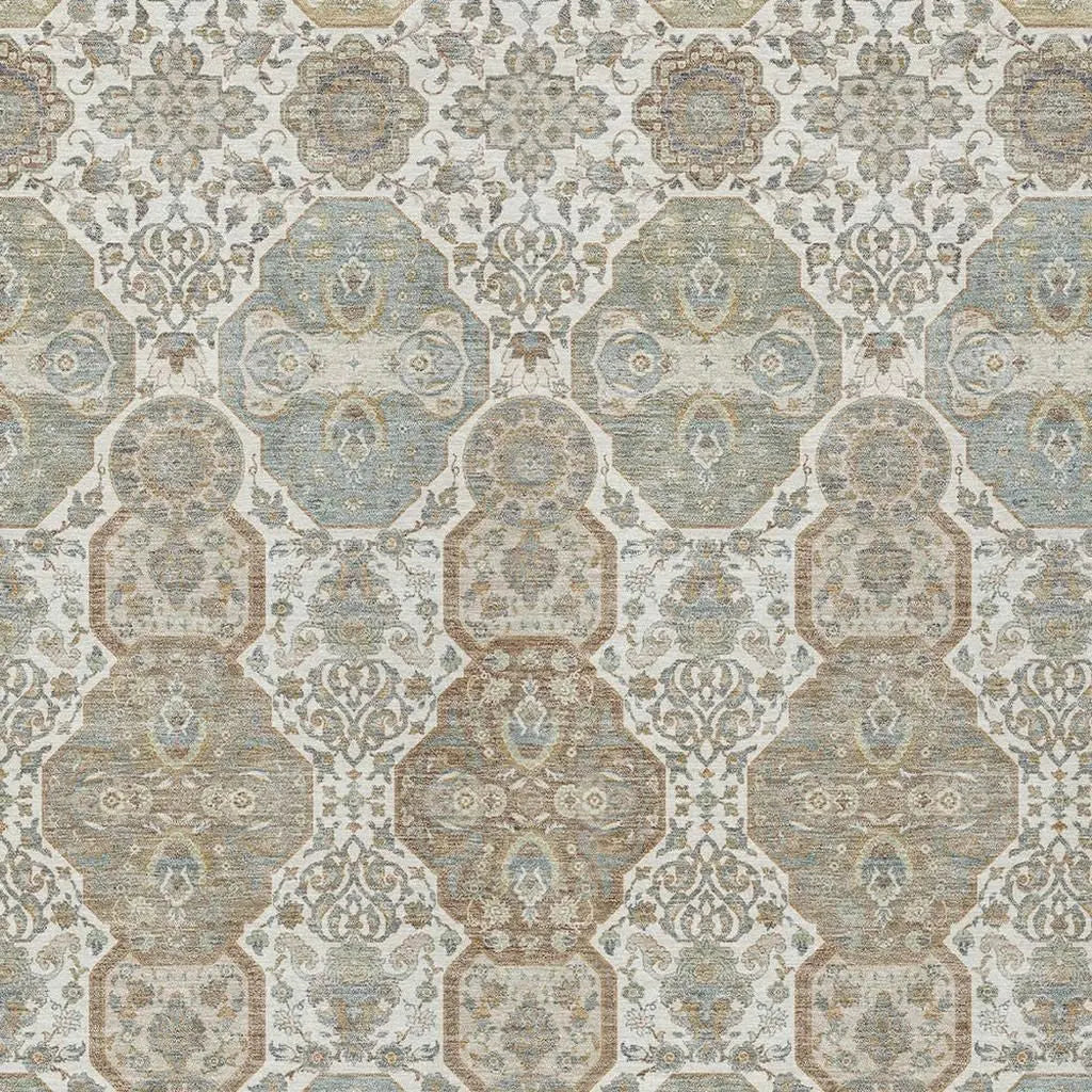 3' X 5' Ivory And Brown Floral Washable Indoor Outdoor Area Rug Homeroots Outdoor
