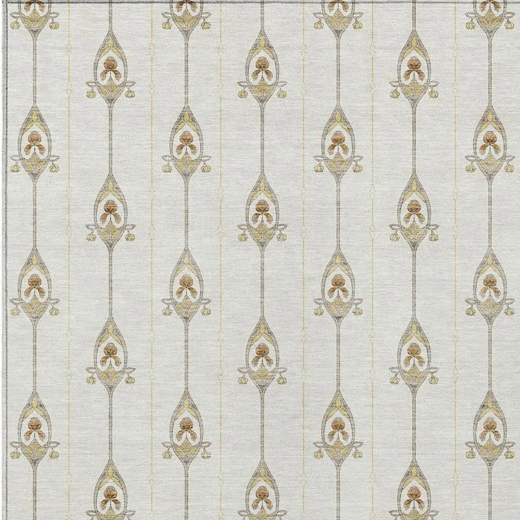 3' X 5' Ivory And Brown Geometric Washable Indoor Outdoor Area Rug Homeroots Outdoor