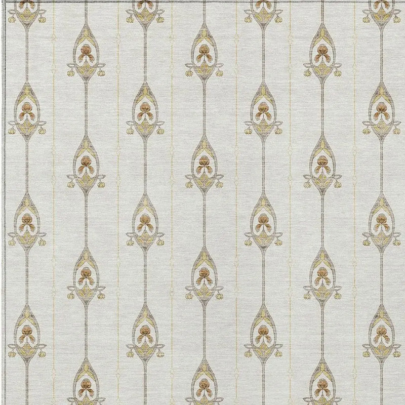 3' X 5' Ivory And Brown Geometric Washable Indoor Outdoor Area Rug Homeroots Outdoor
