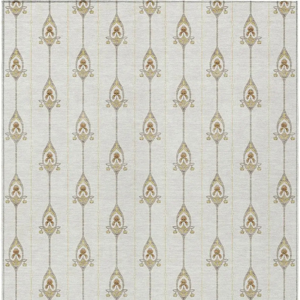 3' X 5' Ivory And Brown Geometric Washable Indoor Outdoor Area Rug Homeroots Outdoor