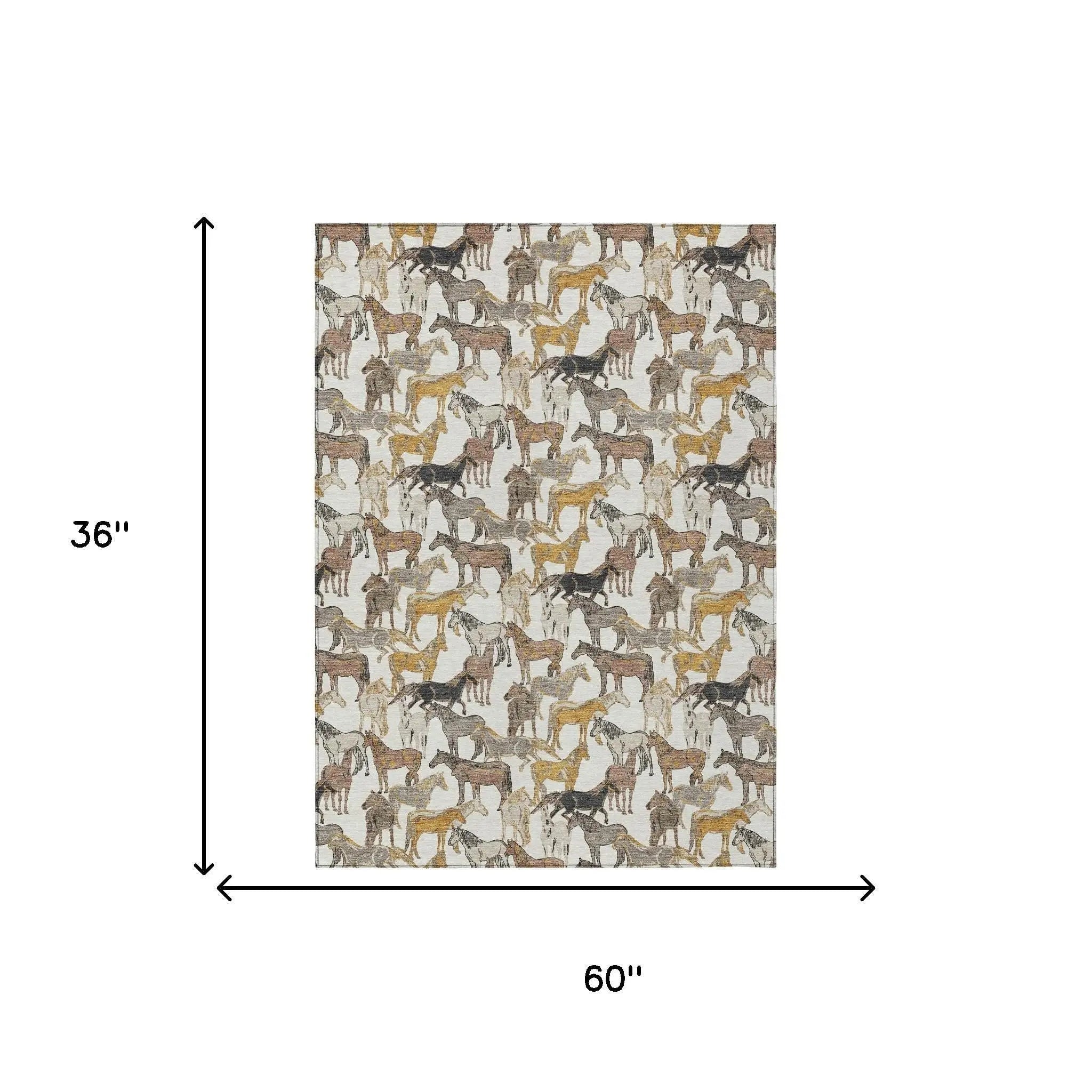 3' X 5' Ivory And Brown Horse Washable Indoor Outdoor Area Rug Homeroots Outdoor