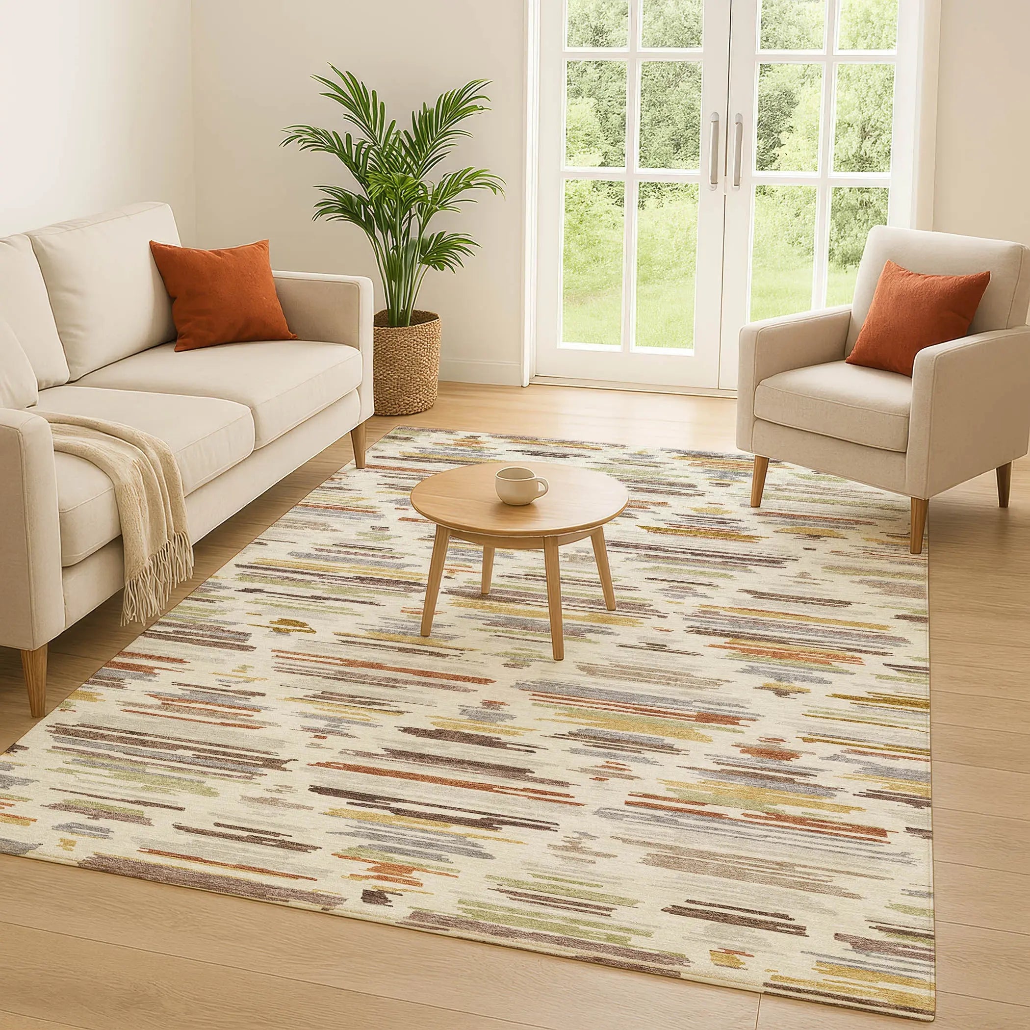 3' X 5' Ivory And Brown Southwestern Washable Indoor Outdoor Area Rug Homeroots Outdoor