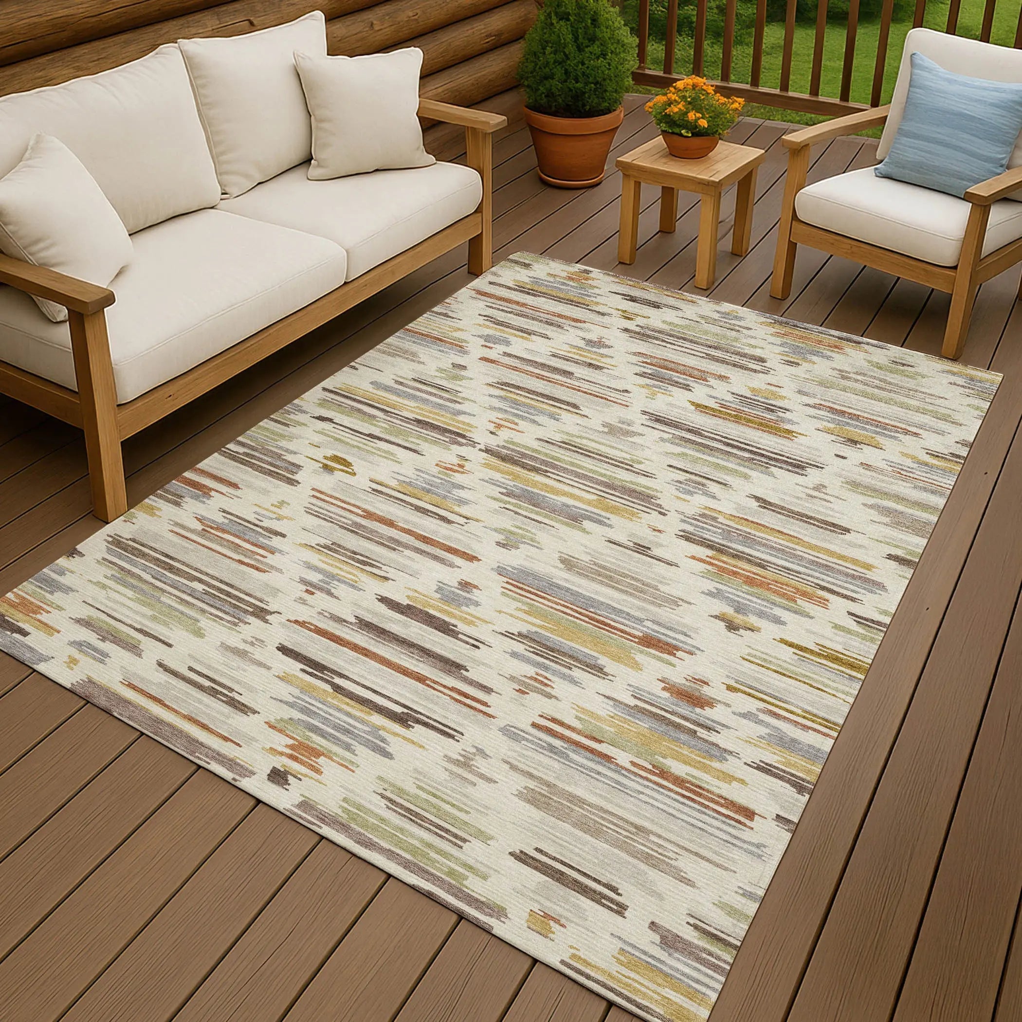 3' X 5' Ivory And Brown Southwestern Washable Indoor Outdoor Area Rug Homeroots Outdoor