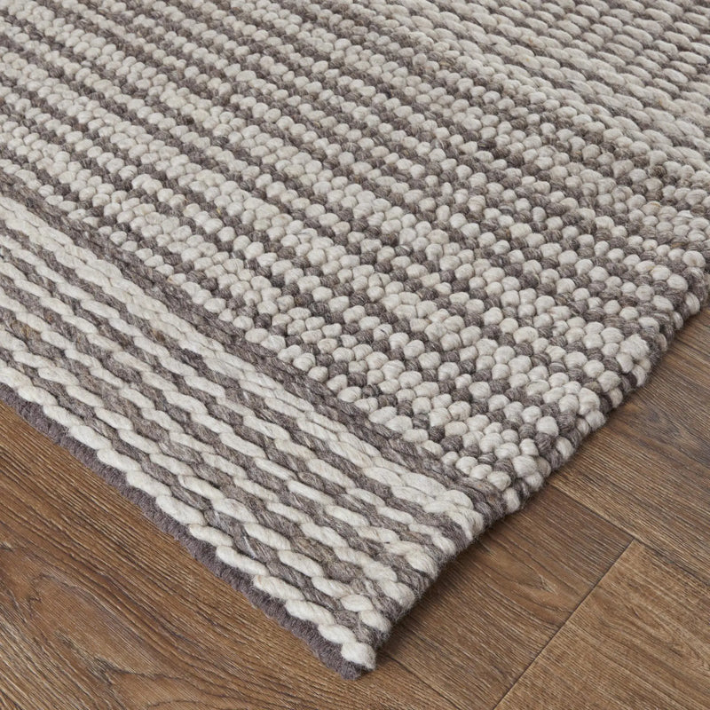 3' X 5' Ivory And Brown Wool Striped Hand Woven Area Rug Homeroots Home Decor