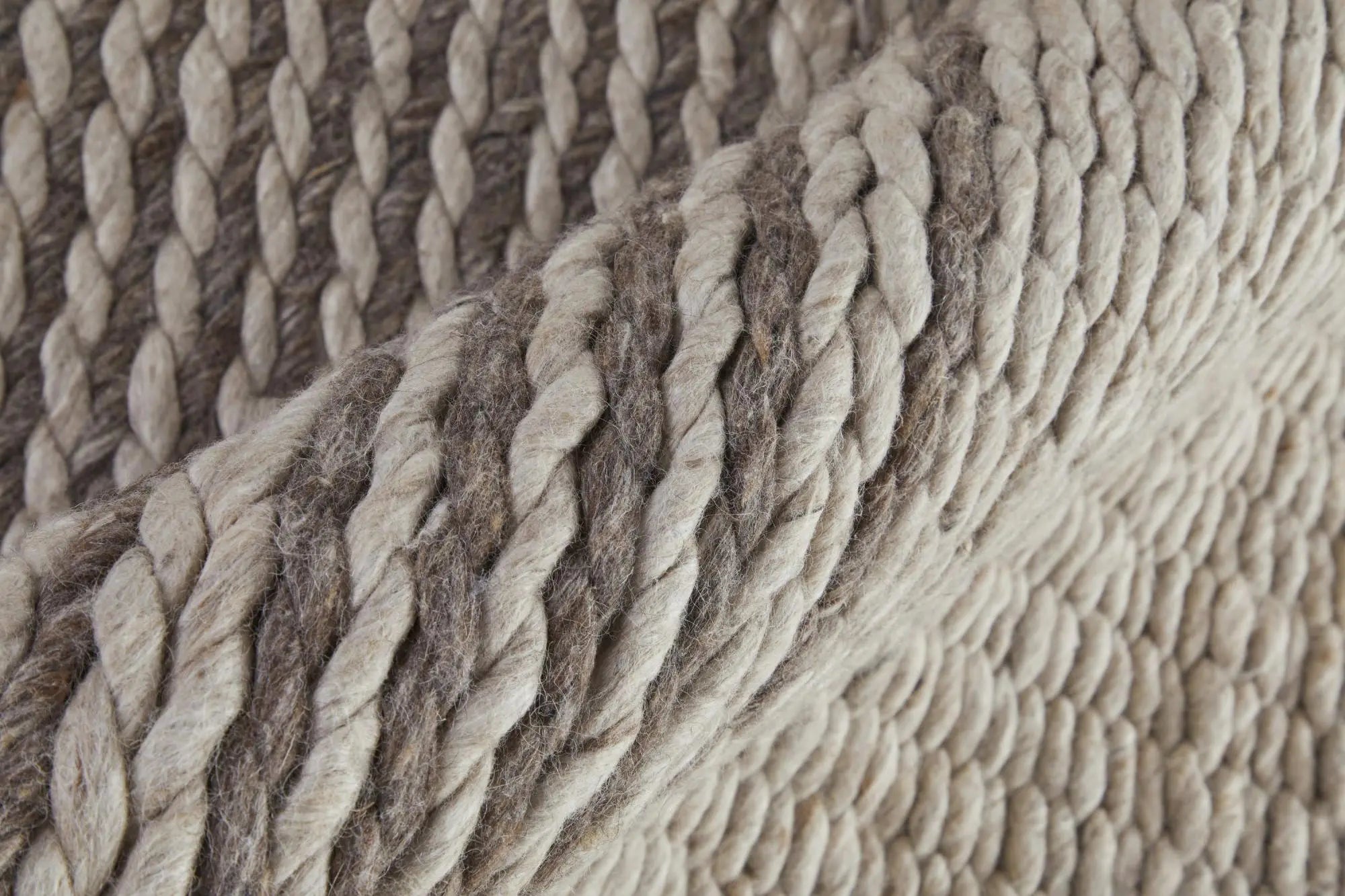 3' X 5' Ivory And Brown Wool Striped Hand Woven Area Rug Homeroots Home Decor