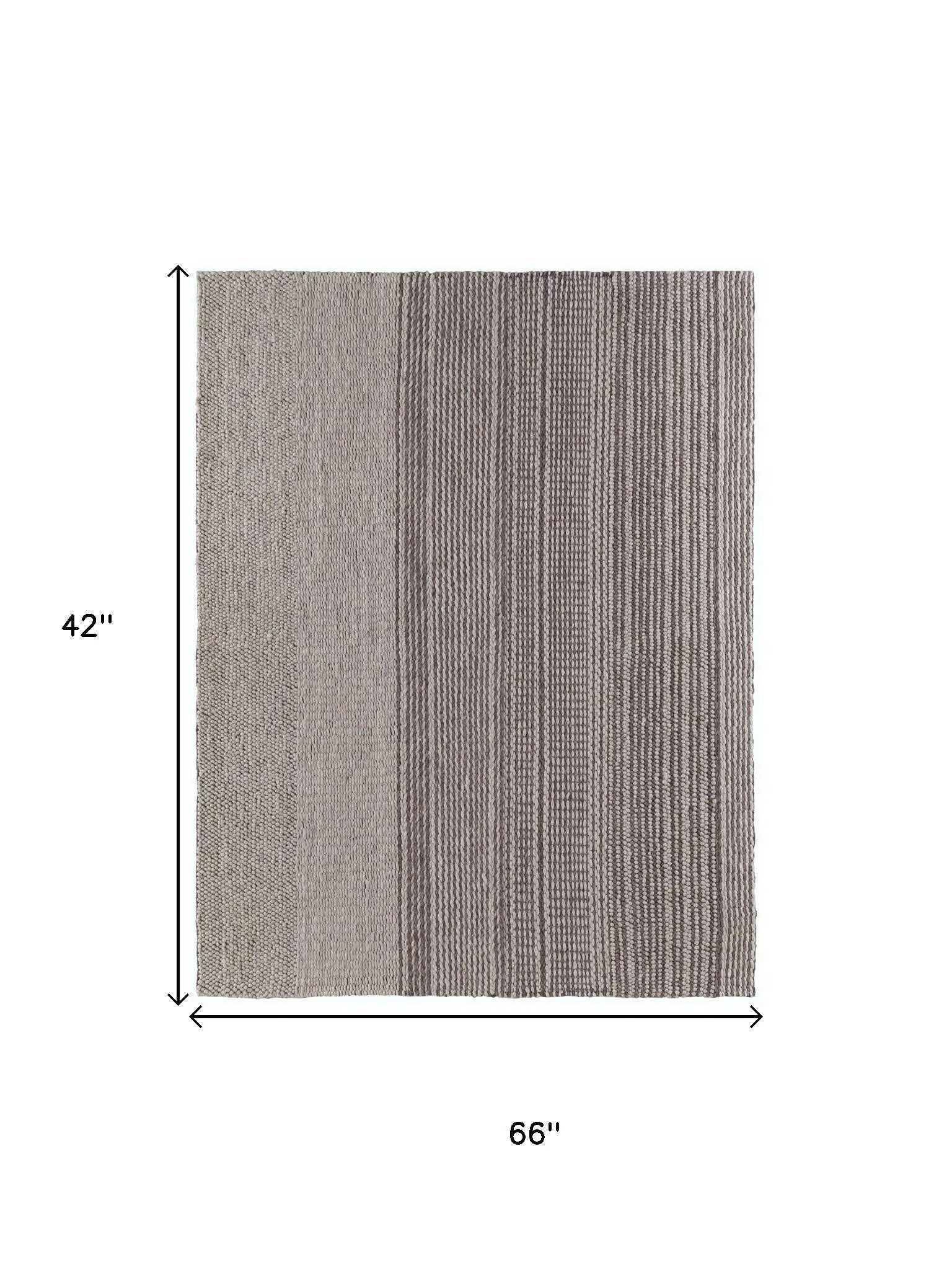 3' X 5' Ivory And Brown Wool Striped Hand Woven Area Rug Homeroots Home Decor
