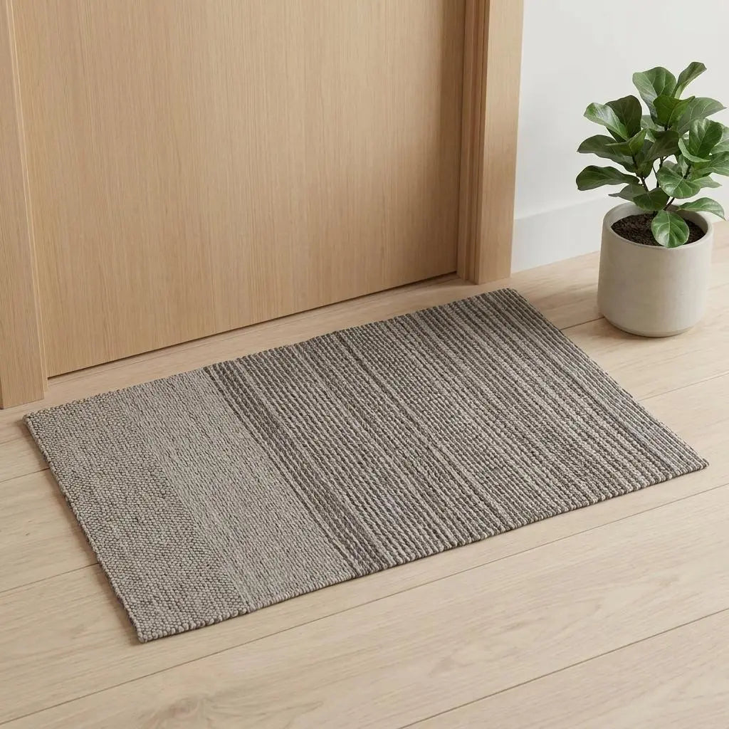 3' X 5' Ivory And Brown Wool Striped Hand Woven Area Rug Homeroots Home Decor