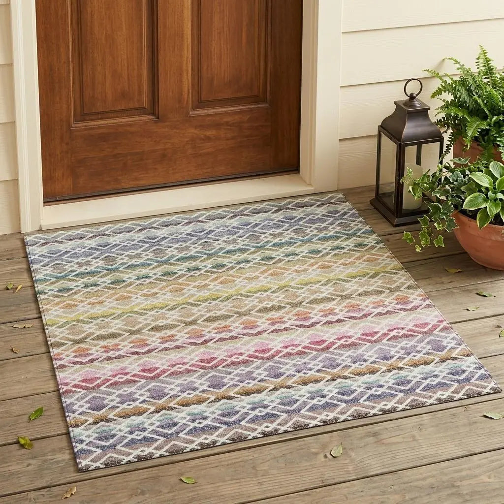 3' X 5' Ivory And Chocolate Striped Washable Indoor Outdoor Area Rug Homeroots Outdoor