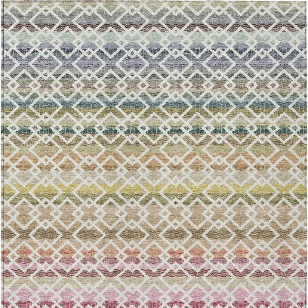 3' X 5' Ivory And Chocolate Striped Washable Indoor Outdoor Area Rug Homeroots Outdoor