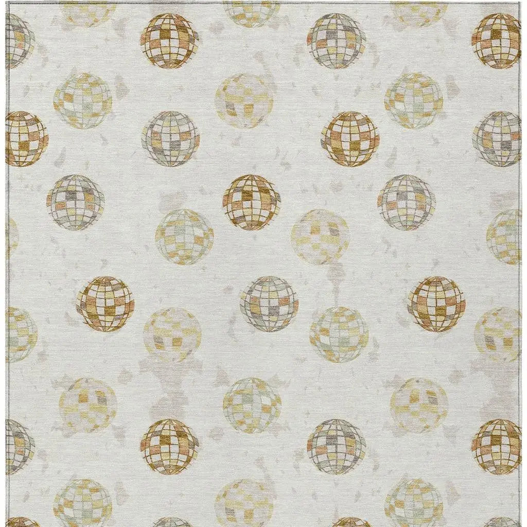 3' X 5' Ivory And Copper Geometric Washable Indoor Outdoor Area Rug Homeroots Outdoor