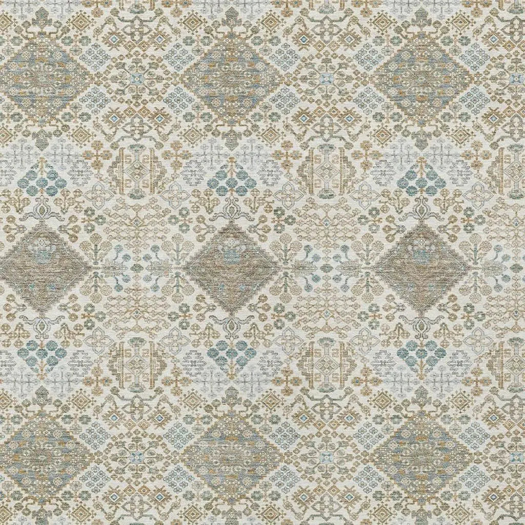 3' X 5' Ivory And Copper Geometric Washable Indoor Outdoor Area Rug Homeroots Outdoor