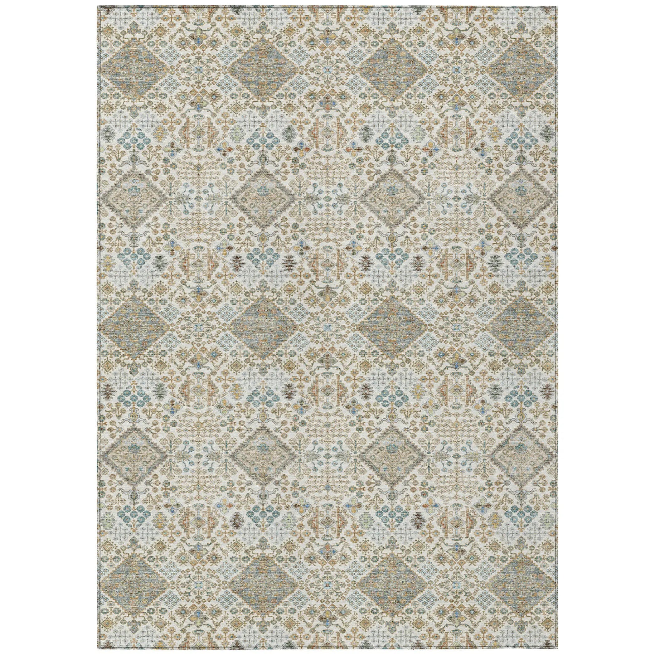 3' X 5' Ivory And Copper Geometric Washable Indoor Outdoor Area Rug Homeroots Outdoor