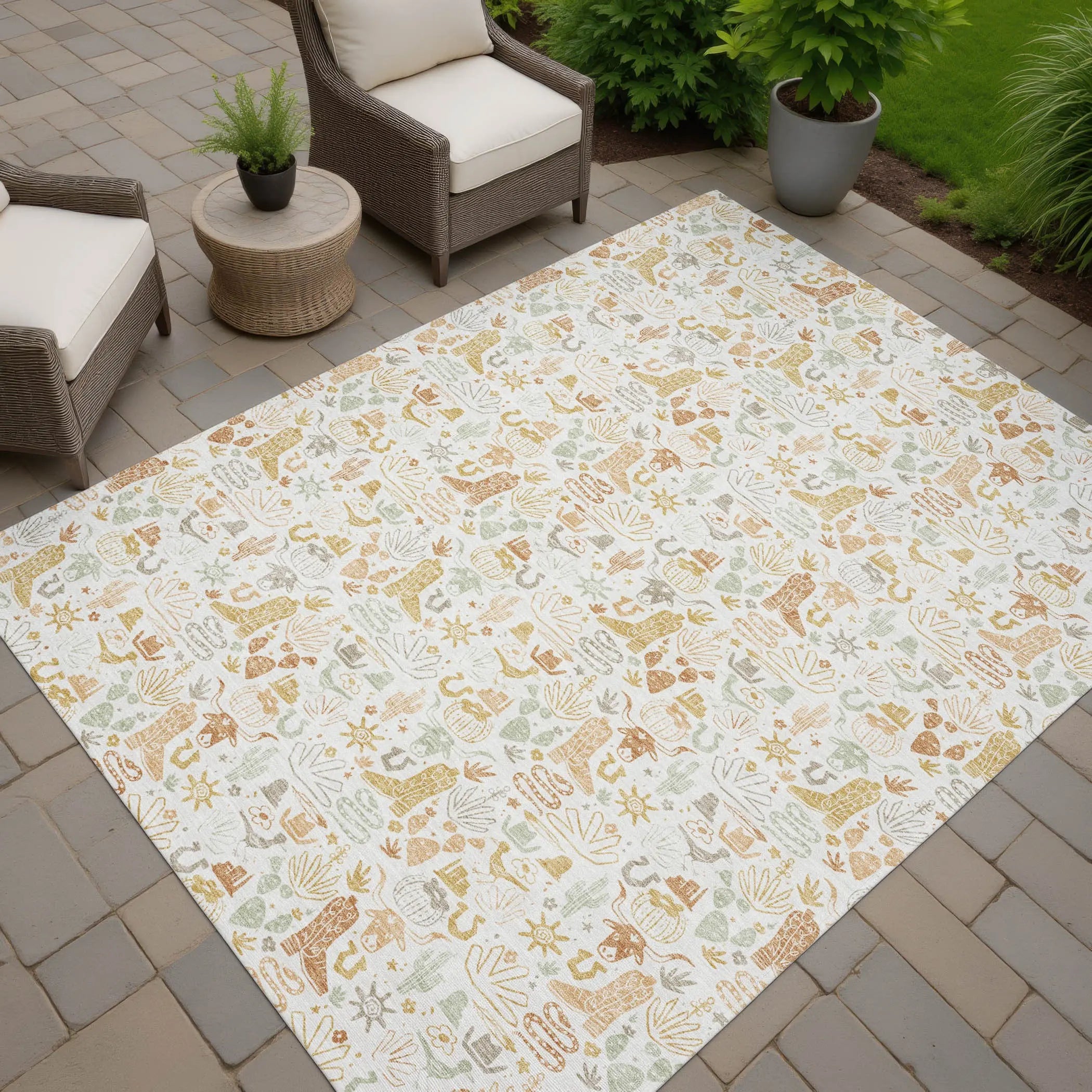 3' X 5' Ivory And Cream Stars Washable Indoor Outdoor Area Rug Homeroots Outdoor