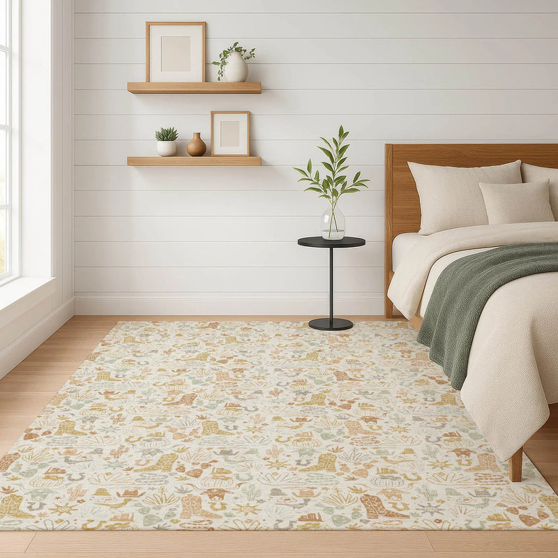 3' X 5' Ivory And Cream Stars Washable Indoor Outdoor Area Rug Homeroots Outdoor