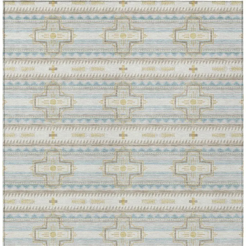 3' X 5' Ivory And Cream Tribal Washable Indoor Outdoor Area Rug Homeroots Outdoor