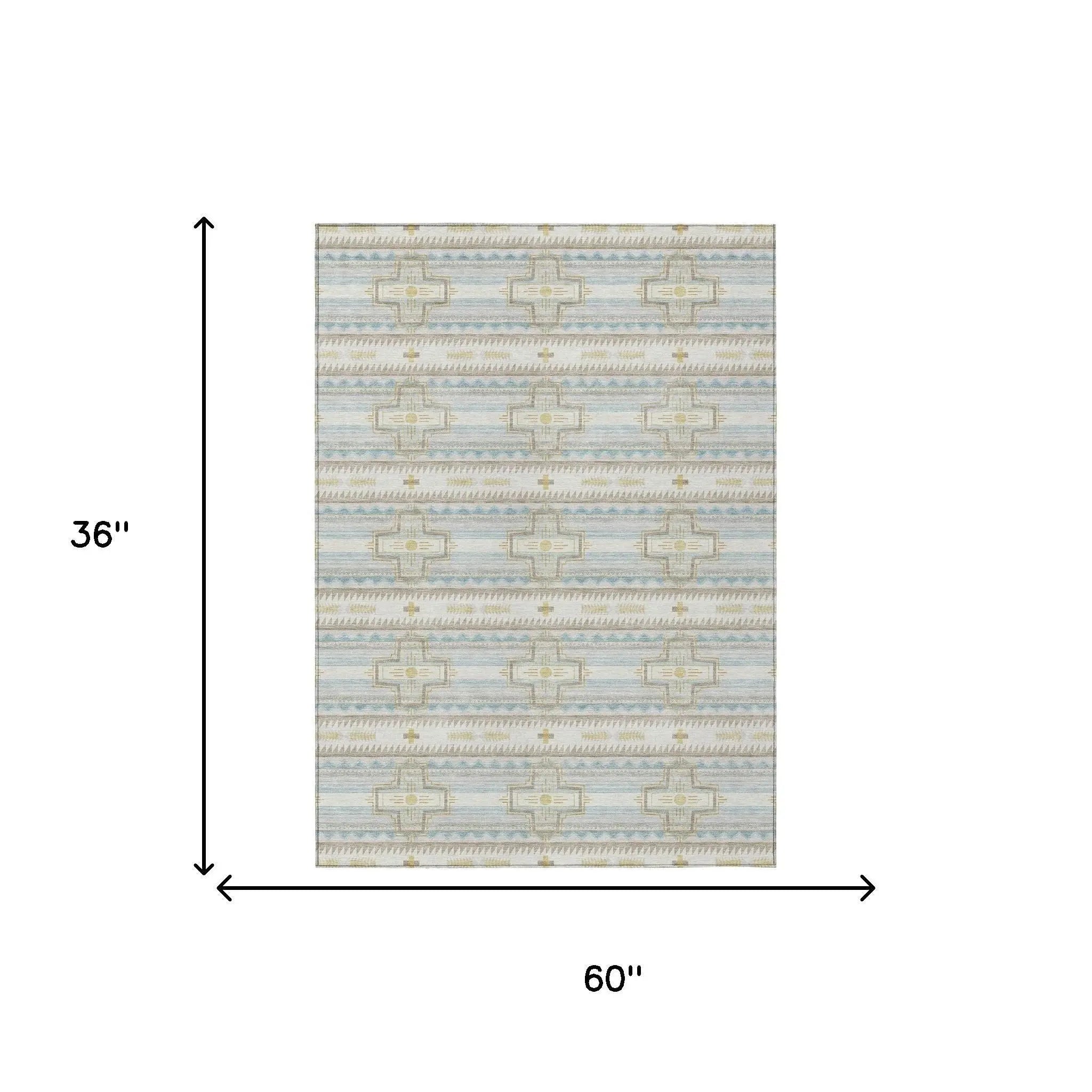 3' X 5' Ivory And Cream Tribal Washable Indoor Outdoor Area Rug Homeroots Outdoor