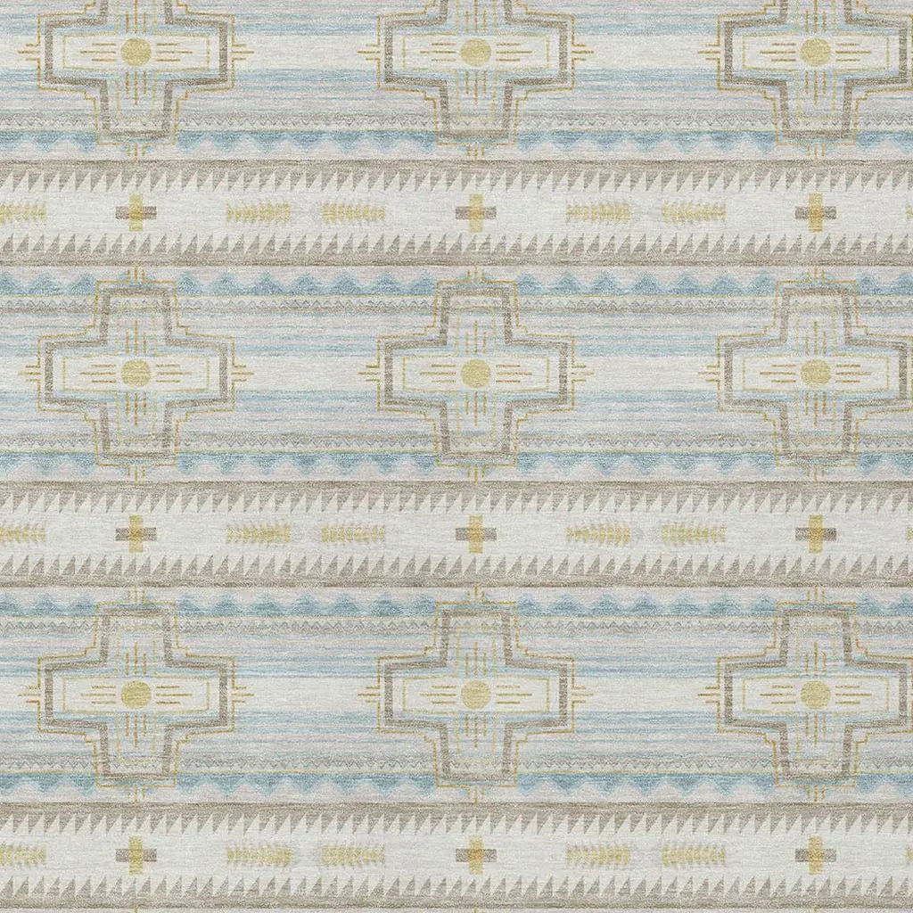 3' X 5' Ivory And Cream Tribal Washable Indoor Outdoor Area Rug Homeroots Outdoor