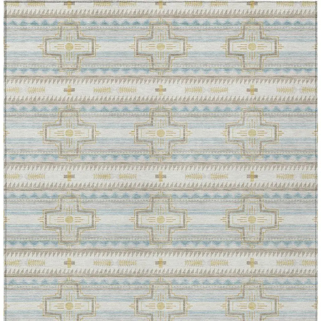 3' X 5' Ivory And Cream Tribal Washable Indoor Outdoor Area Rug Homeroots Outdoor