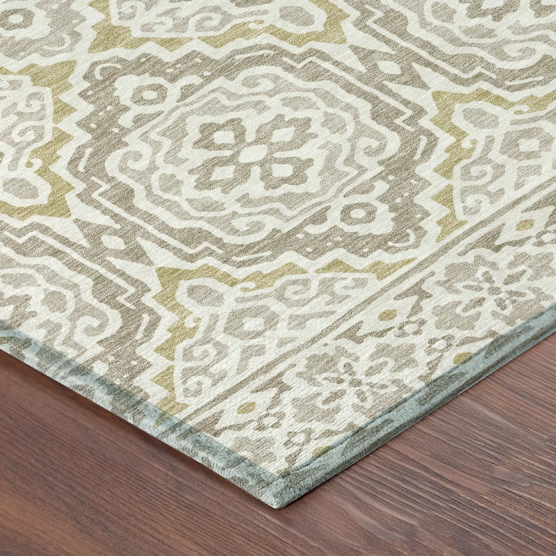3' X 5' Ivory And Denim Blue Tribal Washable Indoor Outdoor Area Rug Homeroots Outdoor