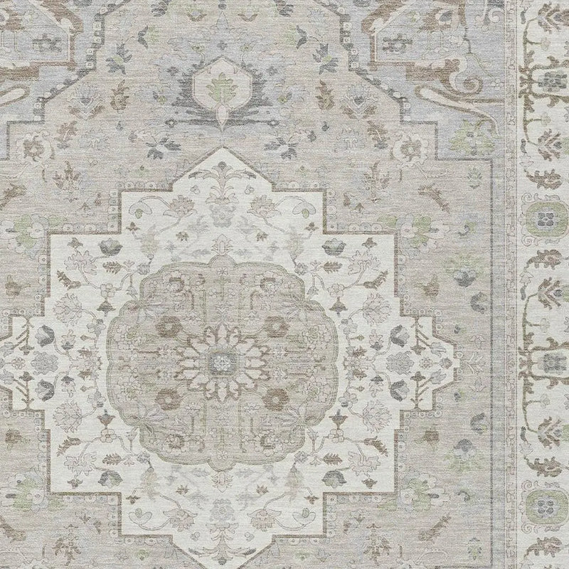 3' X 5' Ivory And Fern Green Oriental Washable Indoor Outdoor Area Rug Homeroots Outdoor