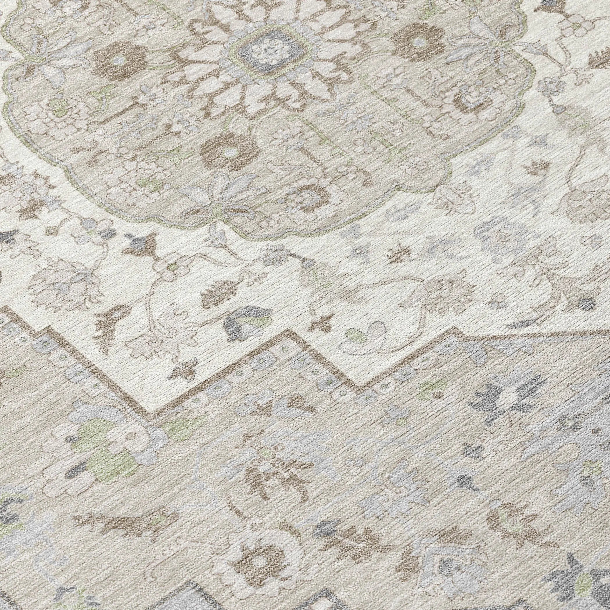 3' X 5' Ivory And Fern Green Oriental Washable Indoor Outdoor Area Rug Homeroots Outdoor