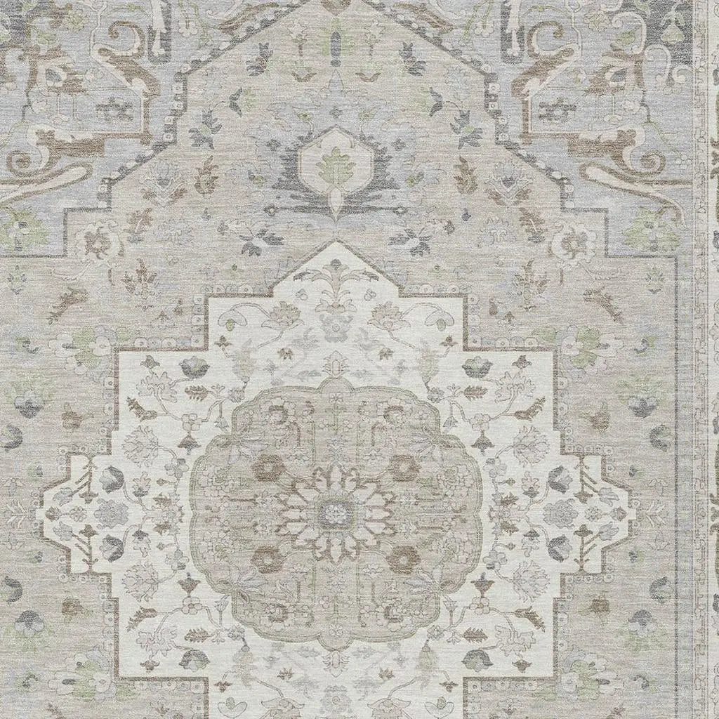 3' X 5' Ivory And Fern Green Oriental Washable Indoor Outdoor Area Rug Homeroots Outdoor
