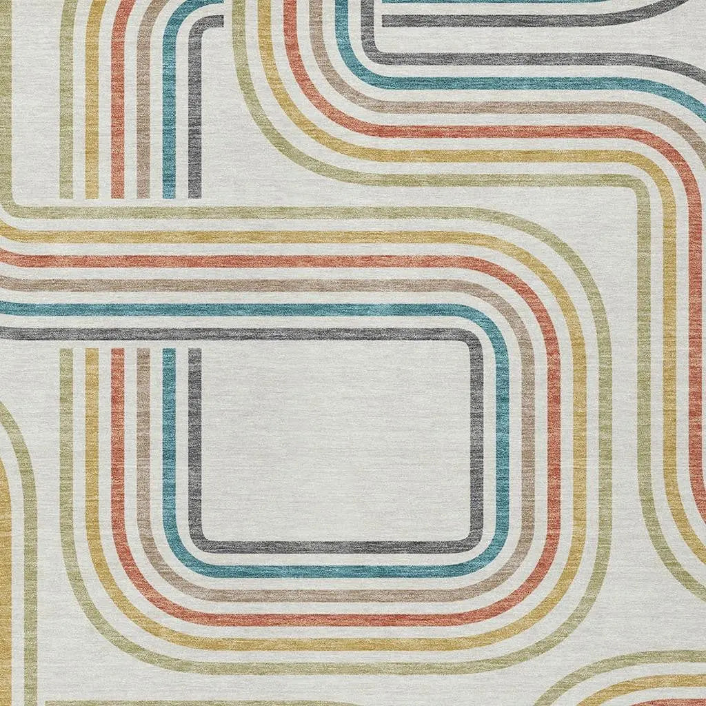 3' X 5' Ivory And Gold Geometric Washable Indoor Outdoor Area Rug Homeroots Outdoor