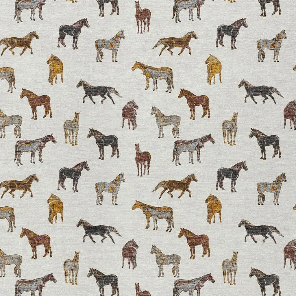 3' X 5' Ivory And Gold Horse Washable Indoor Outdoor Area Rug Homeroots Outdoor