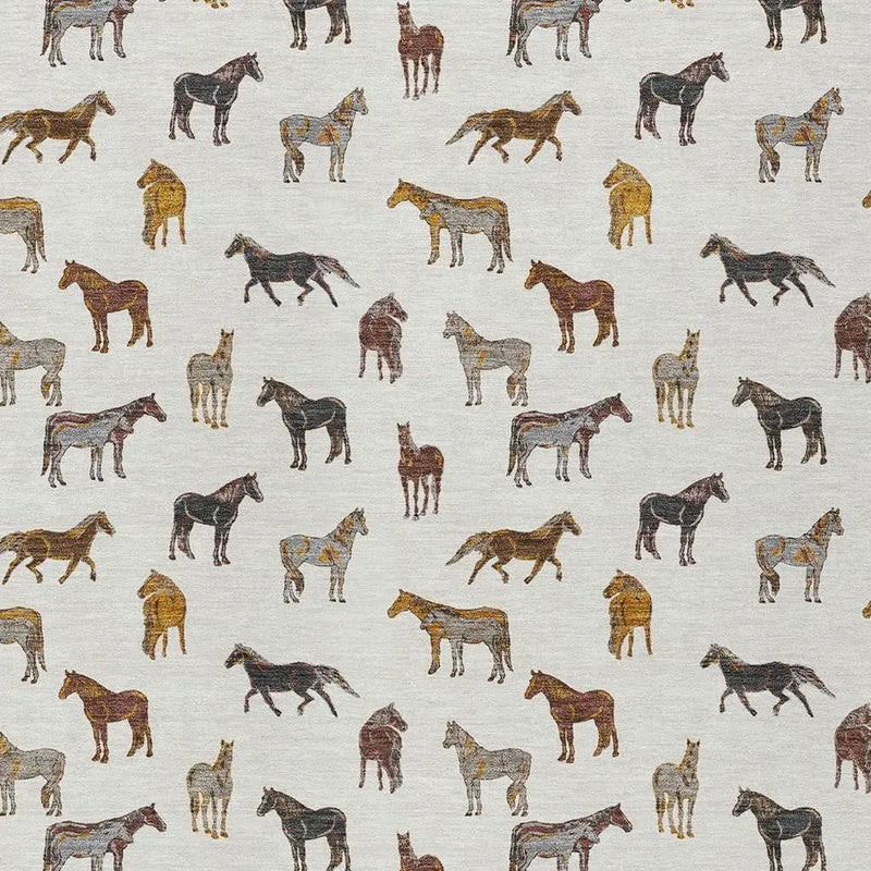 3' X 5' Ivory And Gold Horse Washable Indoor Outdoor Area Rug Homeroots Outdoor
