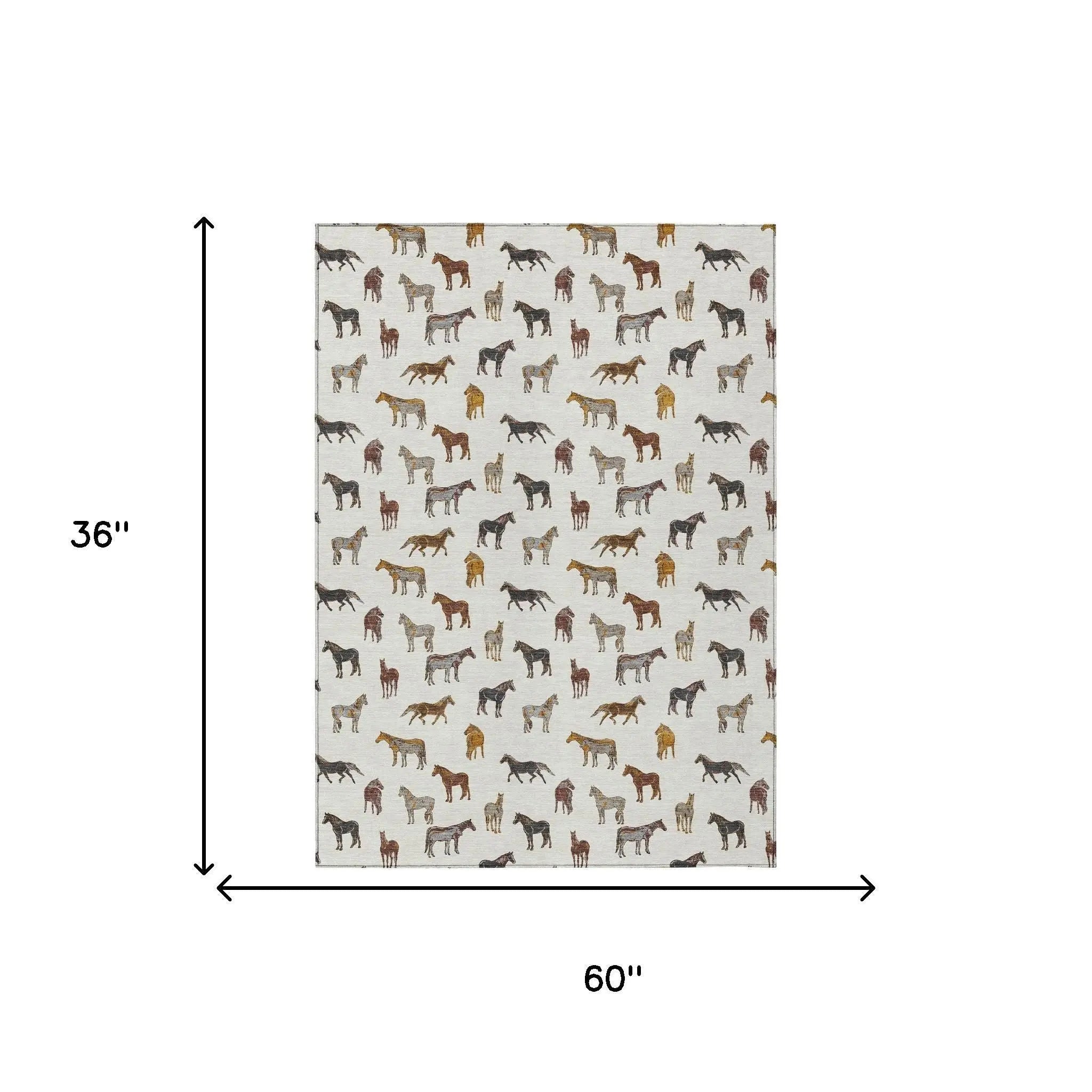 3' X 5' Ivory And Gold Horse Washable Indoor Outdoor Area Rug Homeroots Outdoor