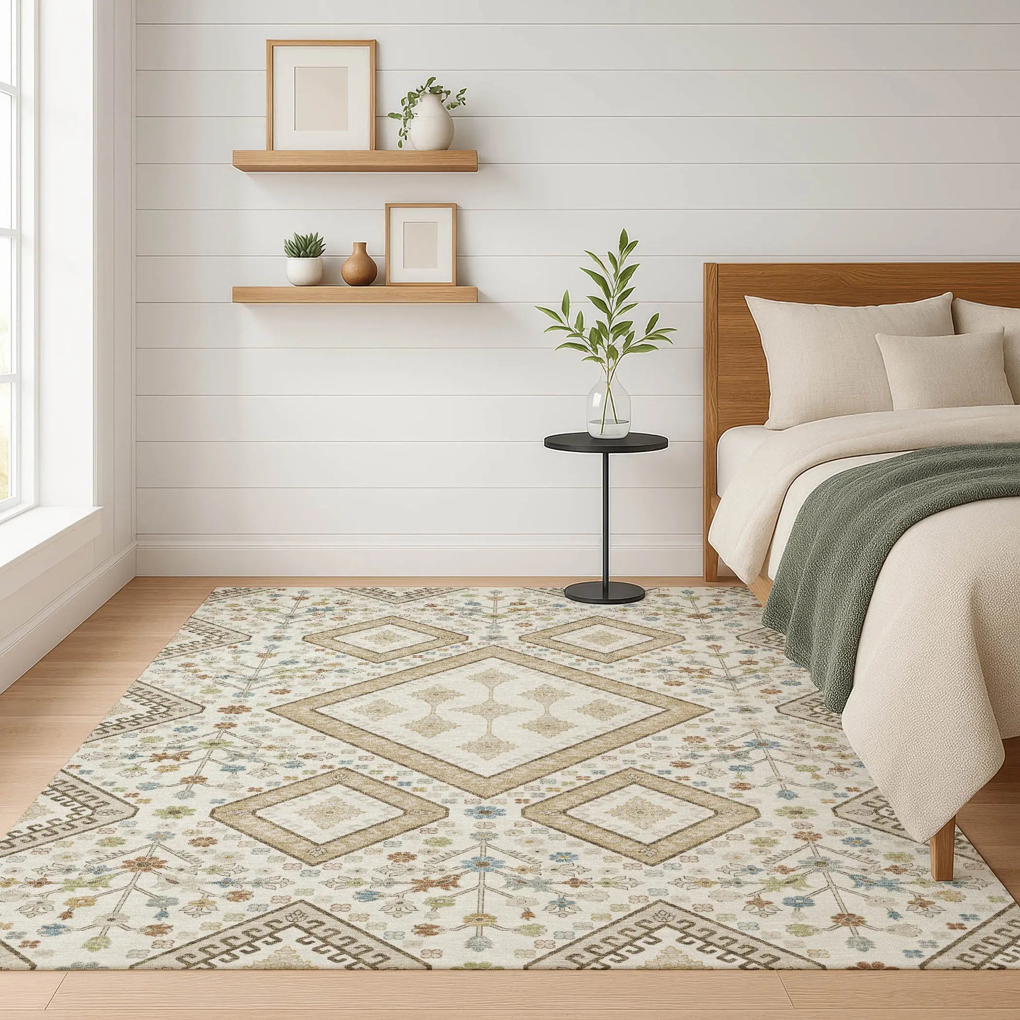 3' X 5' Ivory And Gold Medallion Washable Indoor Outdoor Area Rug Homeroots Outdoor