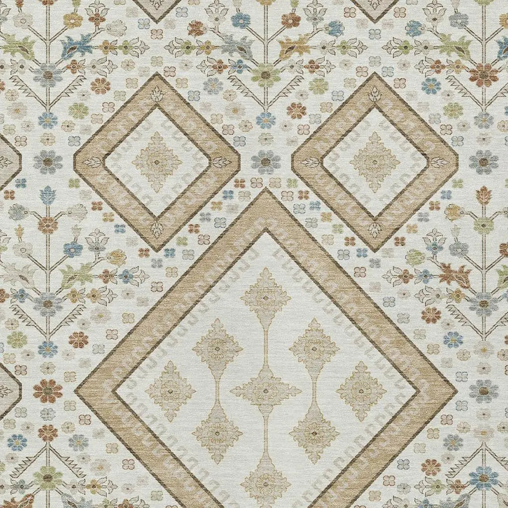 3' X 5' Ivory And Gold Medallion Washable Indoor Outdoor Area Rug Homeroots Outdoor