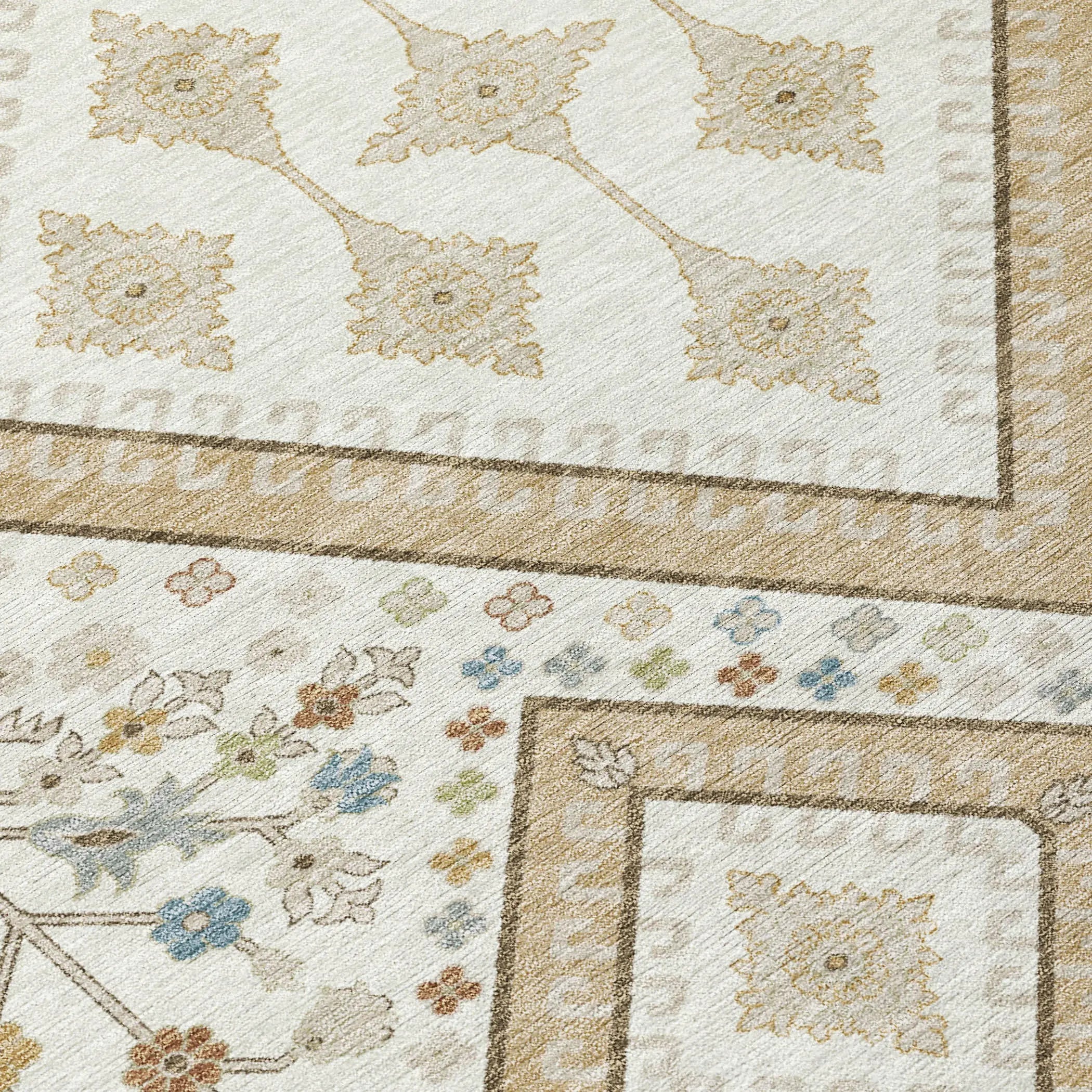 3' X 5' Ivory And Gold Medallion Washable Indoor Outdoor Area Rug Homeroots Outdoor