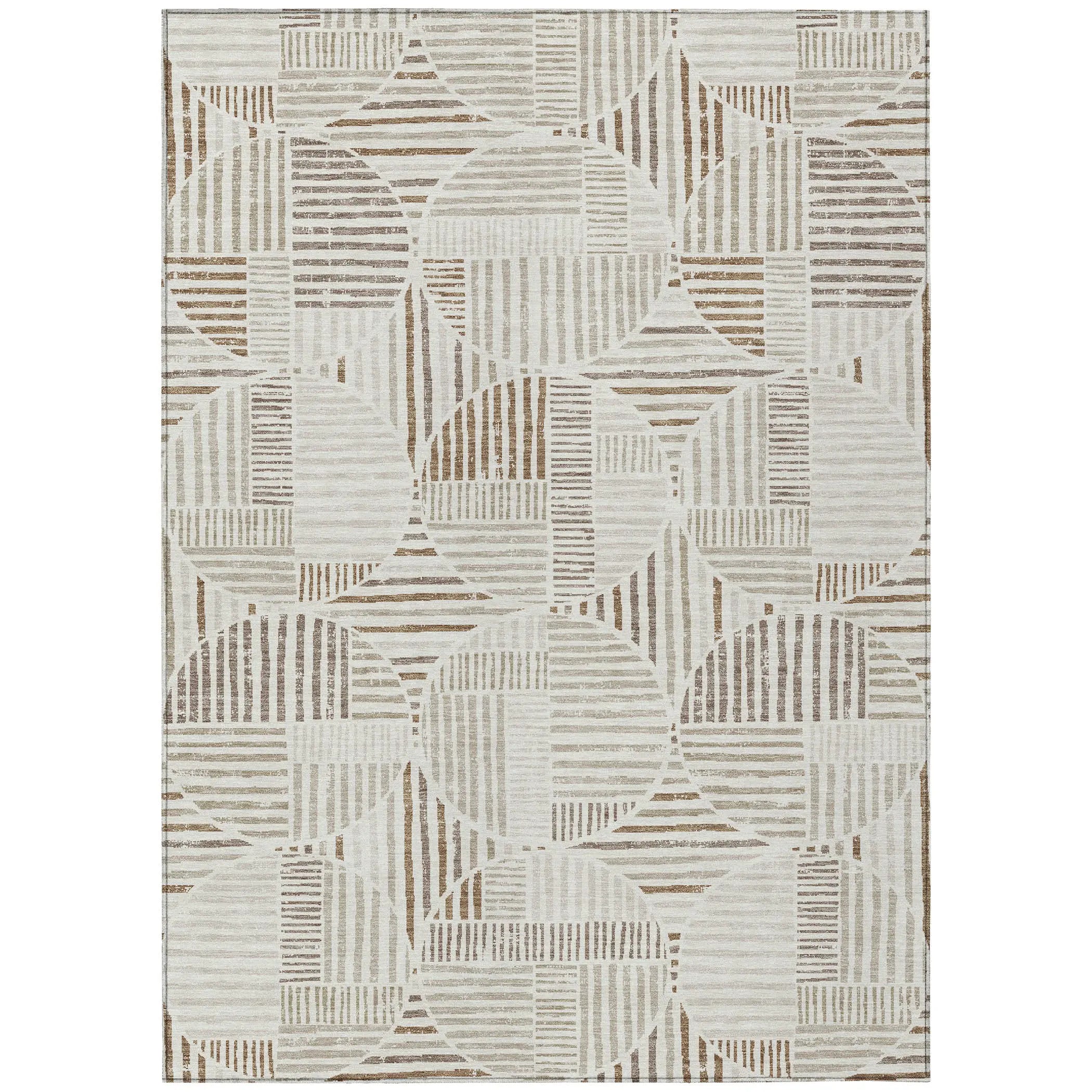 3' X 5' Ivory And Graphite Geometric Washable Indoor Outdoor Area Rug Homeroots Outdoor