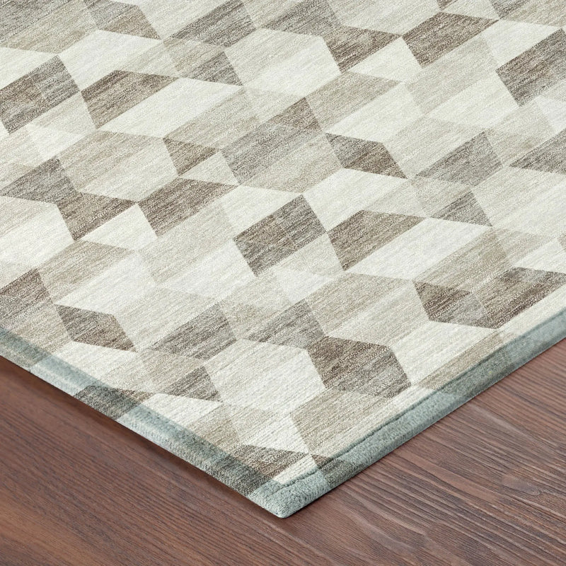 3' X 5' Ivory And Graphite Geometric Washable Indoor Outdoor Area Rug Homeroots Outdoor