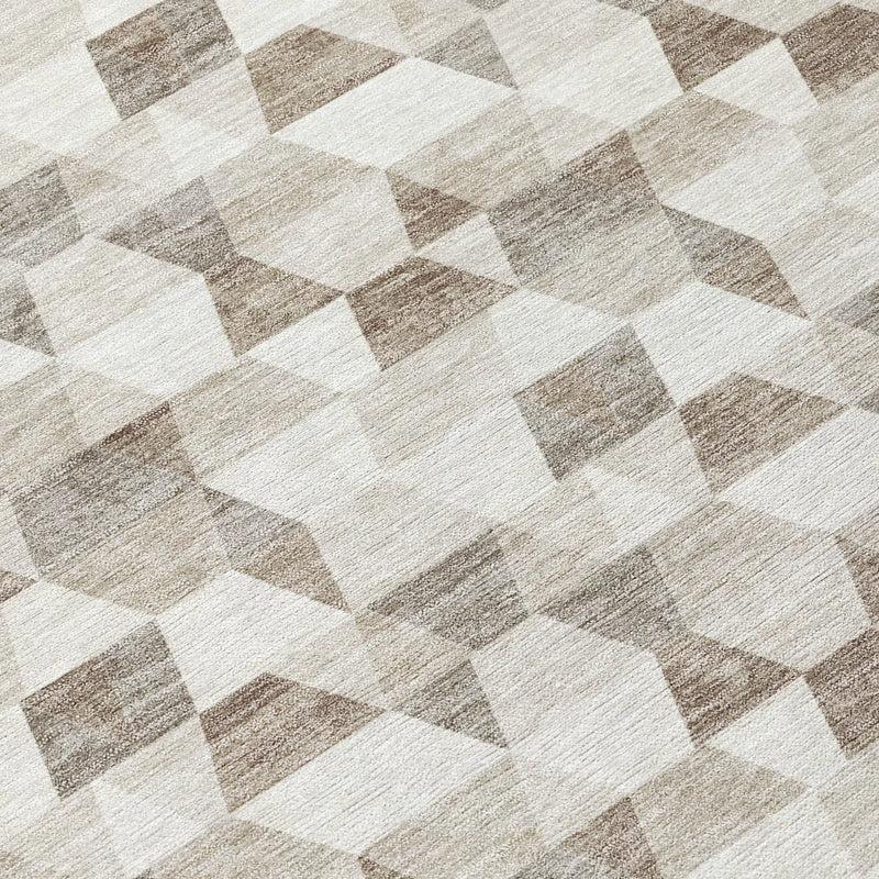 3' X 5' Ivory And Graphite Geometric Washable Indoor Outdoor Area Rug Homeroots Outdoor