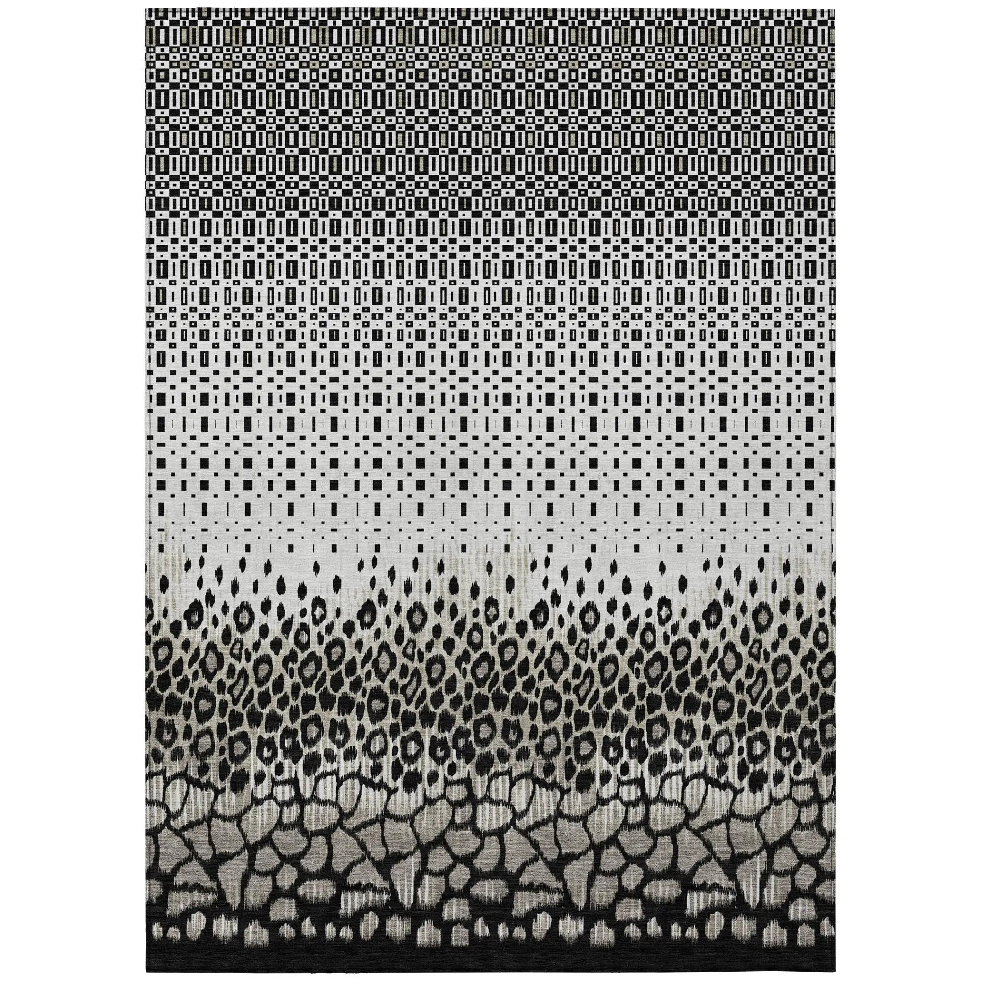 3' X 5' Ivory And Graphite Geometric Washable Indoor Outdoor Area Rug Homeroots Outdoor