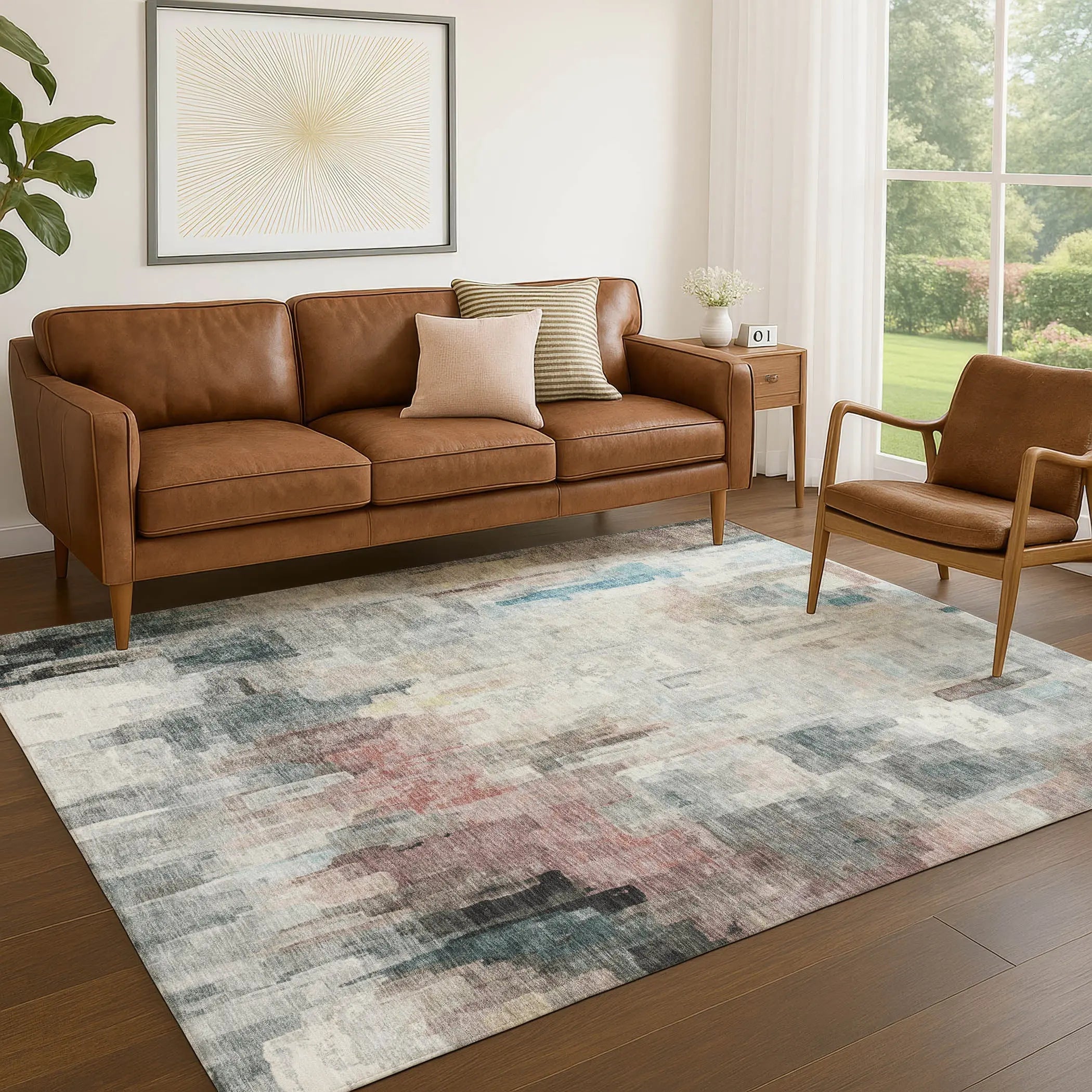 3' X 5' Ivory And Gray Abstract Washable Indoor Outdoor Area Rug Homeroots Outdoor
