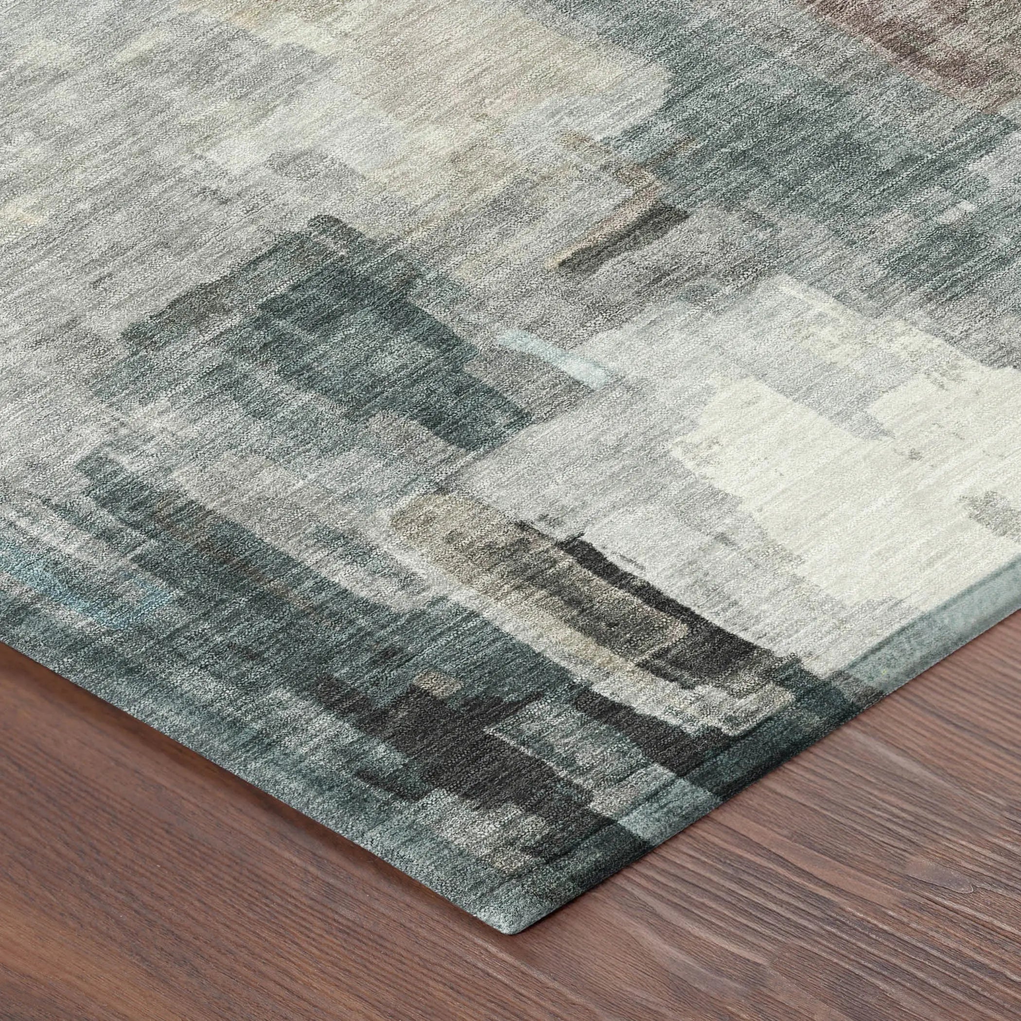 3' X 5' Ivory And Gray Abstract Washable Indoor Outdoor Area Rug Homeroots Outdoor