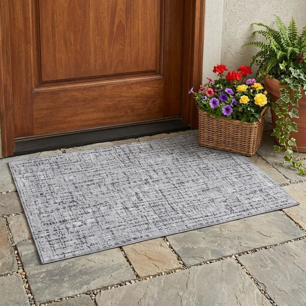 3' X 5' Ivory And Gray Abstract Washable Indoor Outdoor Area Rug Homeroots Outdoor