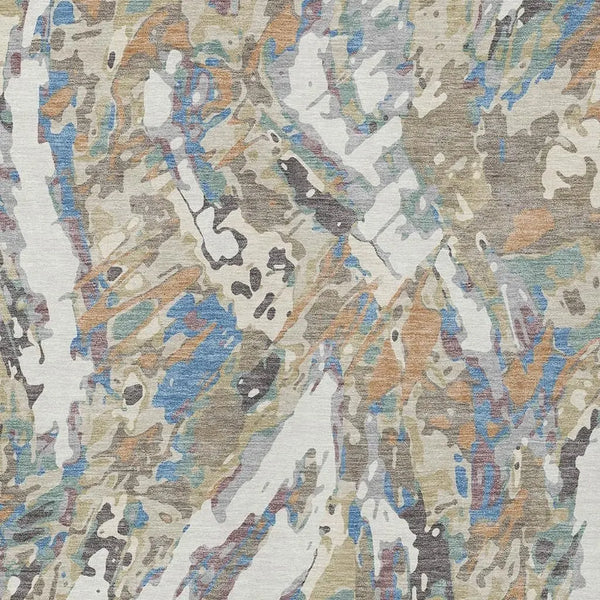 3' X 5' Ivory And Gray Abstract Washable Indoor Outdoor Area Rug Homeroots Outdoor