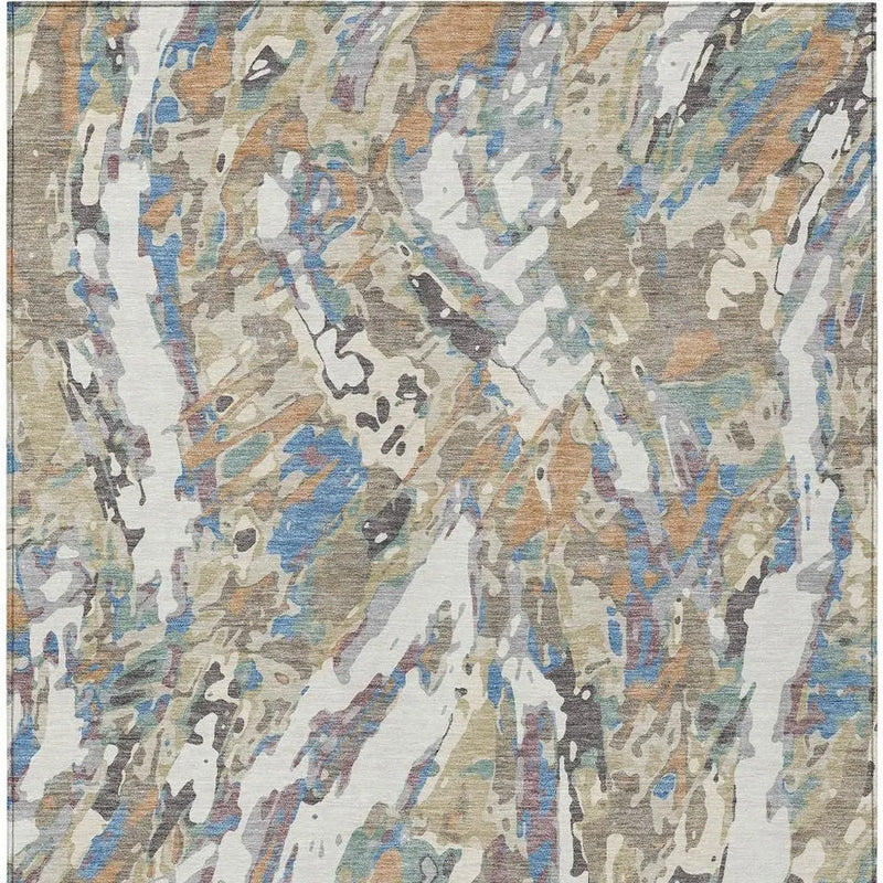 3' X 5' Ivory And Gray Abstract Washable Indoor Outdoor Area Rug Homeroots Outdoor