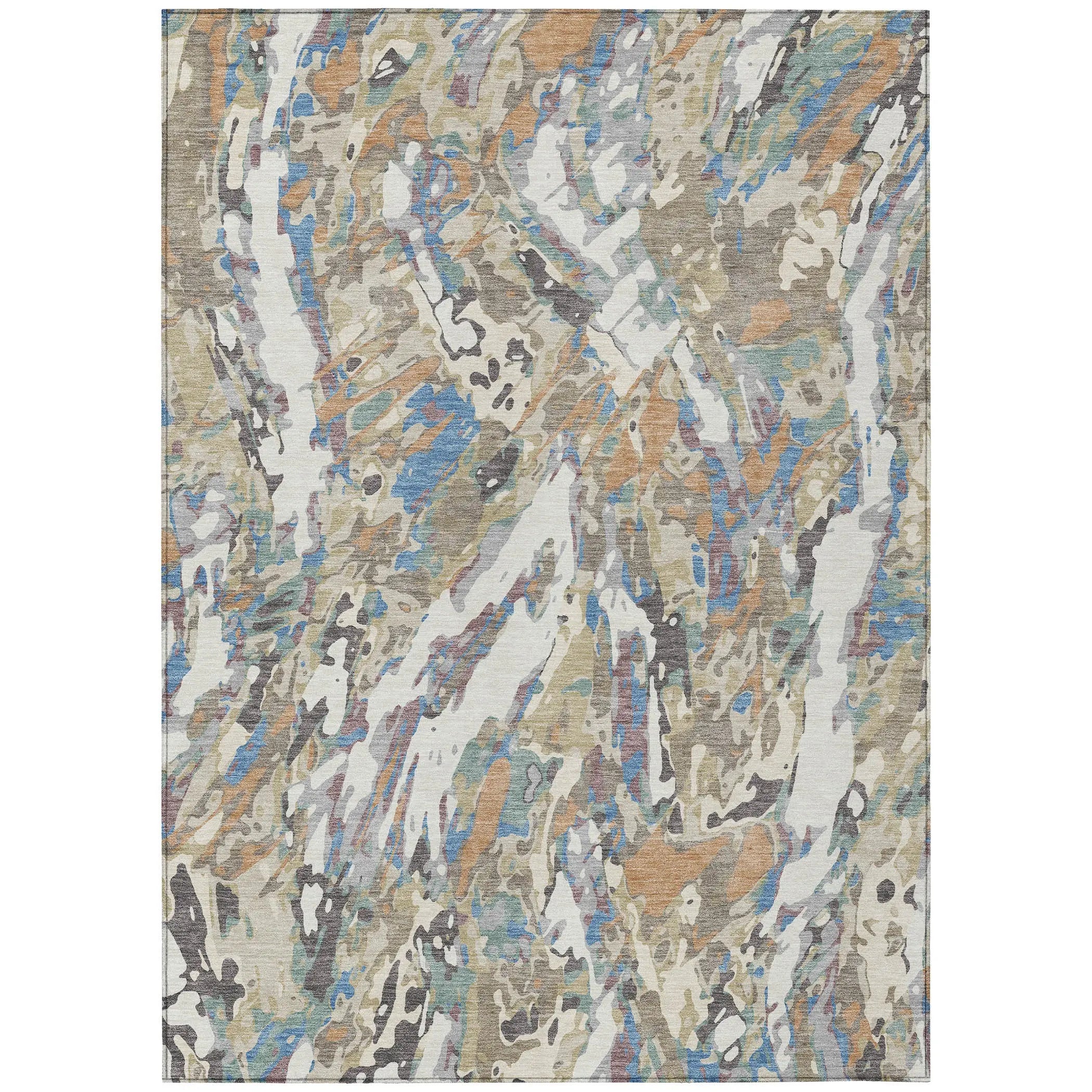 3' X 5' Ivory And Gray Abstract Washable Indoor Outdoor Area Rug Homeroots Outdoor