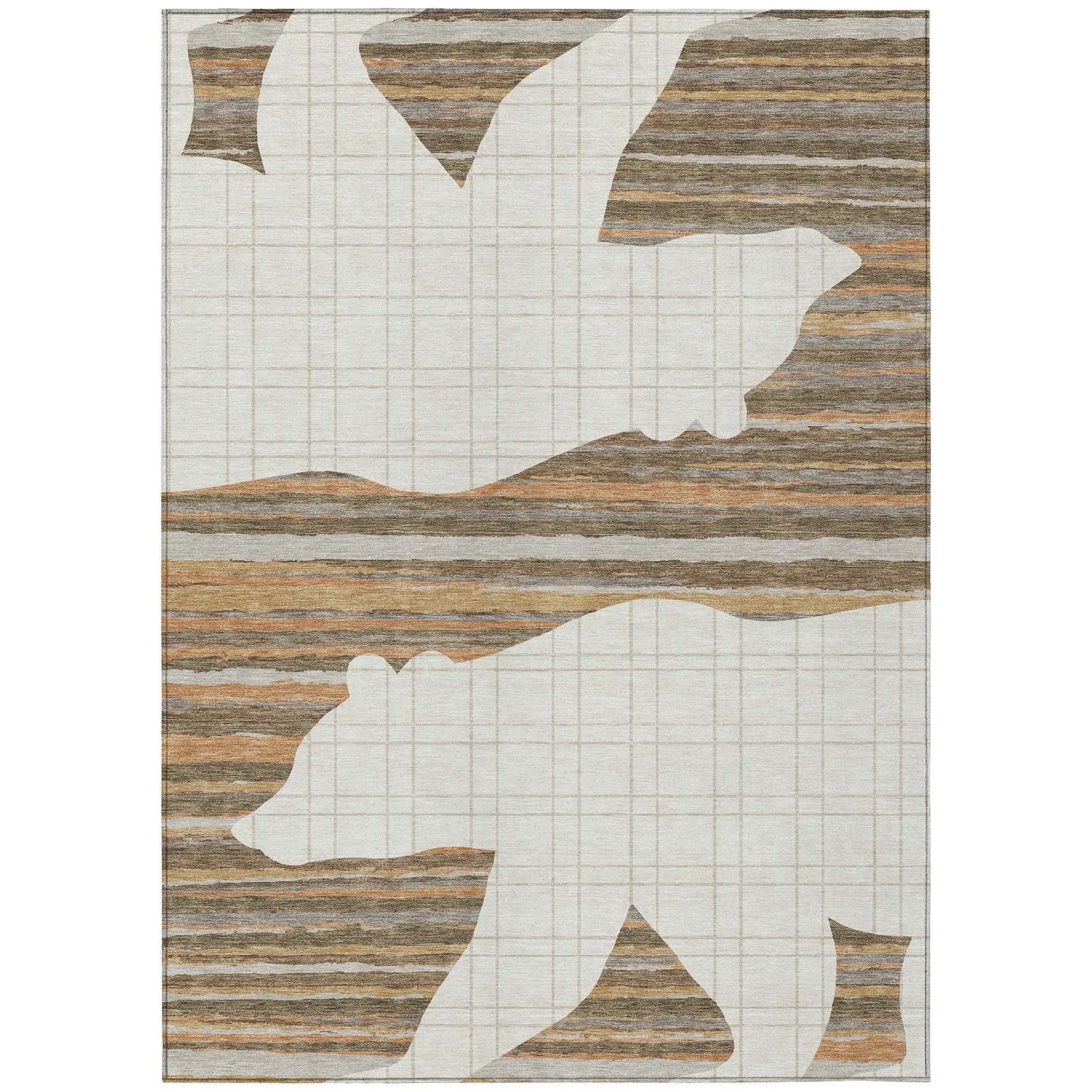 3' X 5' Ivory And Gray Abstract Washable Indoor Outdoor Area Rug Homeroots Outdoor