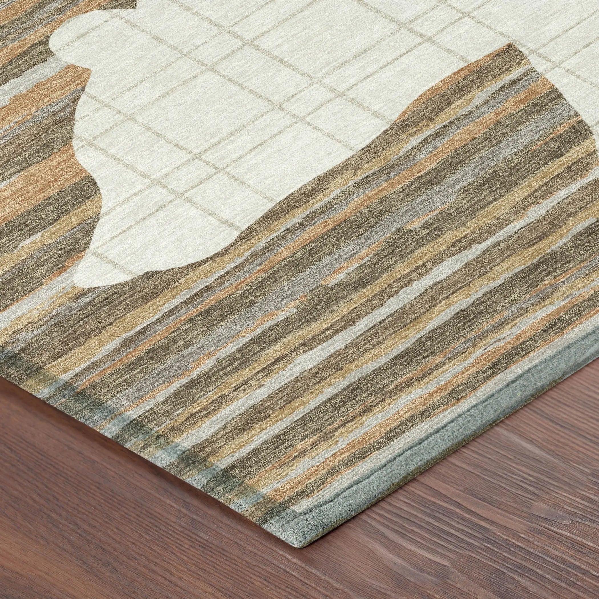 3' X 5' Ivory And Gray Abstract Washable Indoor Outdoor Area Rug Homeroots Outdoor