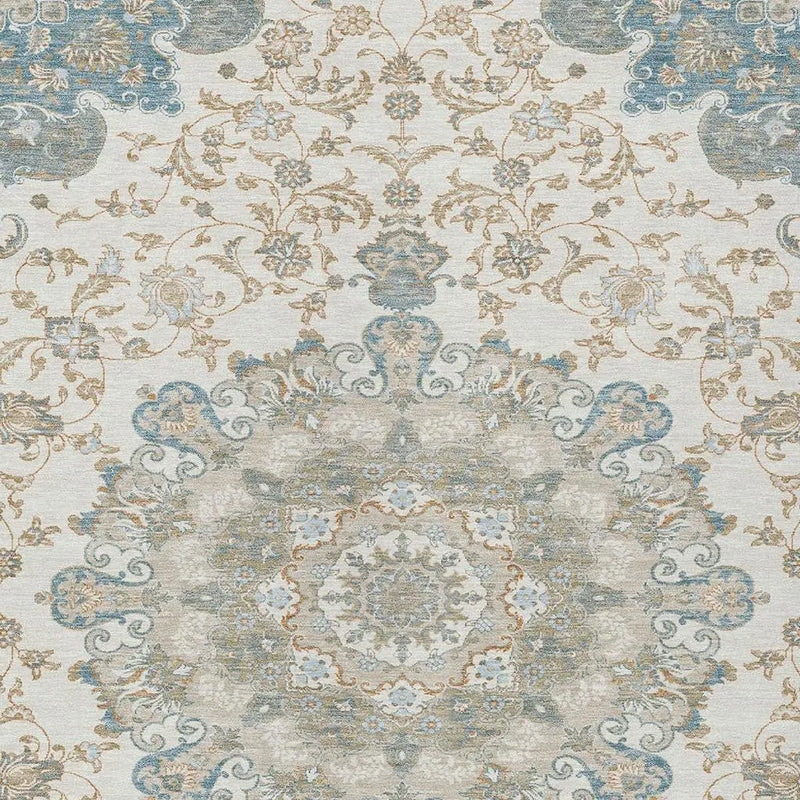 3' X 5' Ivory And Gray Floral Medallion Washable Indoor Outdoor Area Rug Homeroots Outdoor