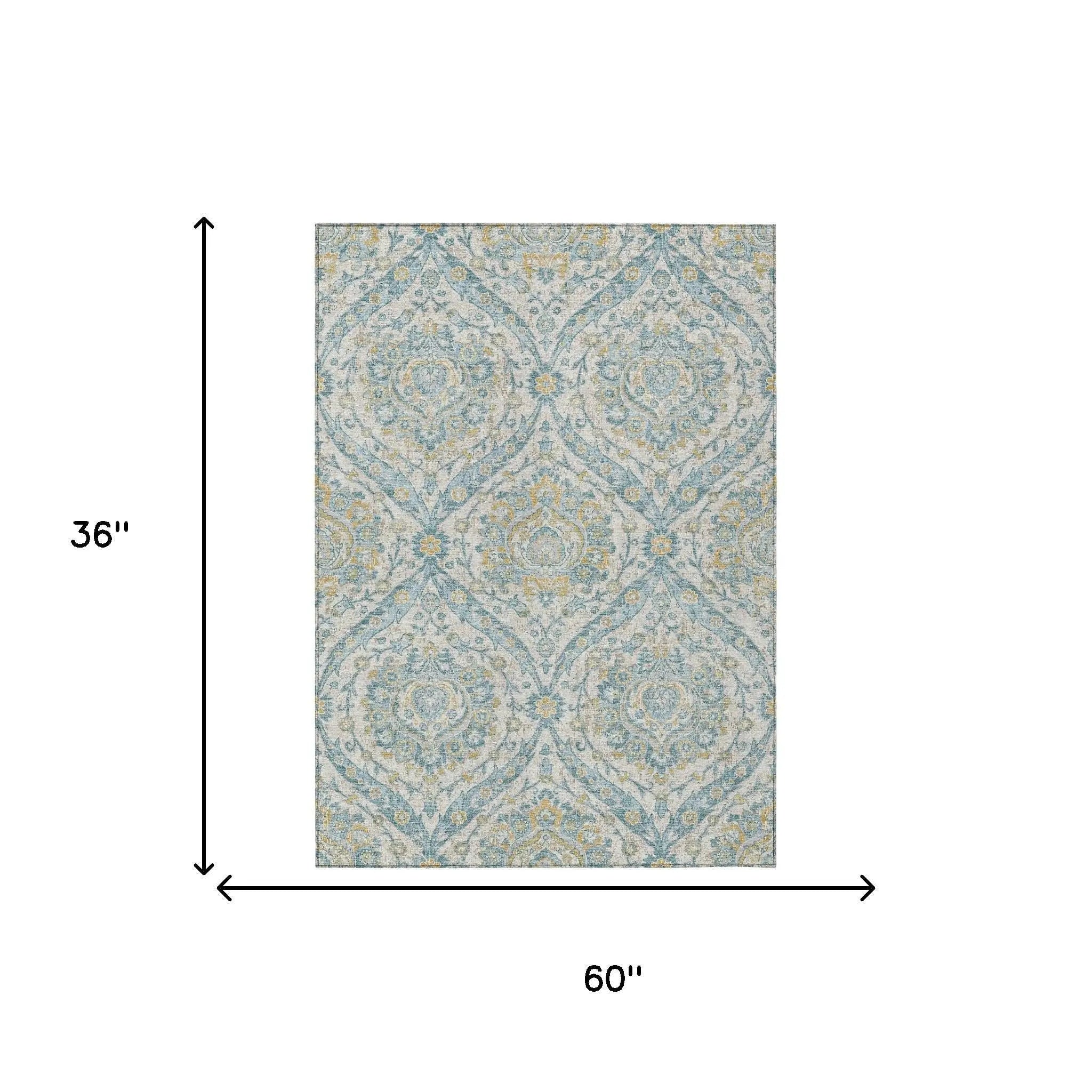3' X 5' Ivory And Gray Floral Washable Indoor Outdoor Area Rug Homeroots Outdoor