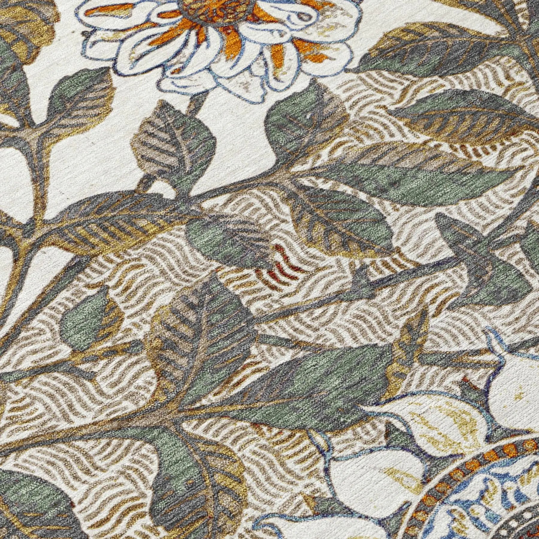 3' X 5' Ivory And Gray Floral Washable Indoor Outdoor Area Rug Homeroots Outdoor
